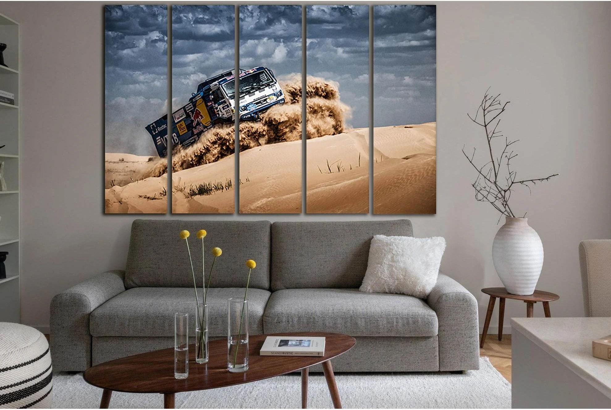 Sports Truck Explodes Desert Sands №SL944 Ready to Hang Canvas Print - Zellart Canvas Prints 0new, ALL_Products, Sports & Motivation