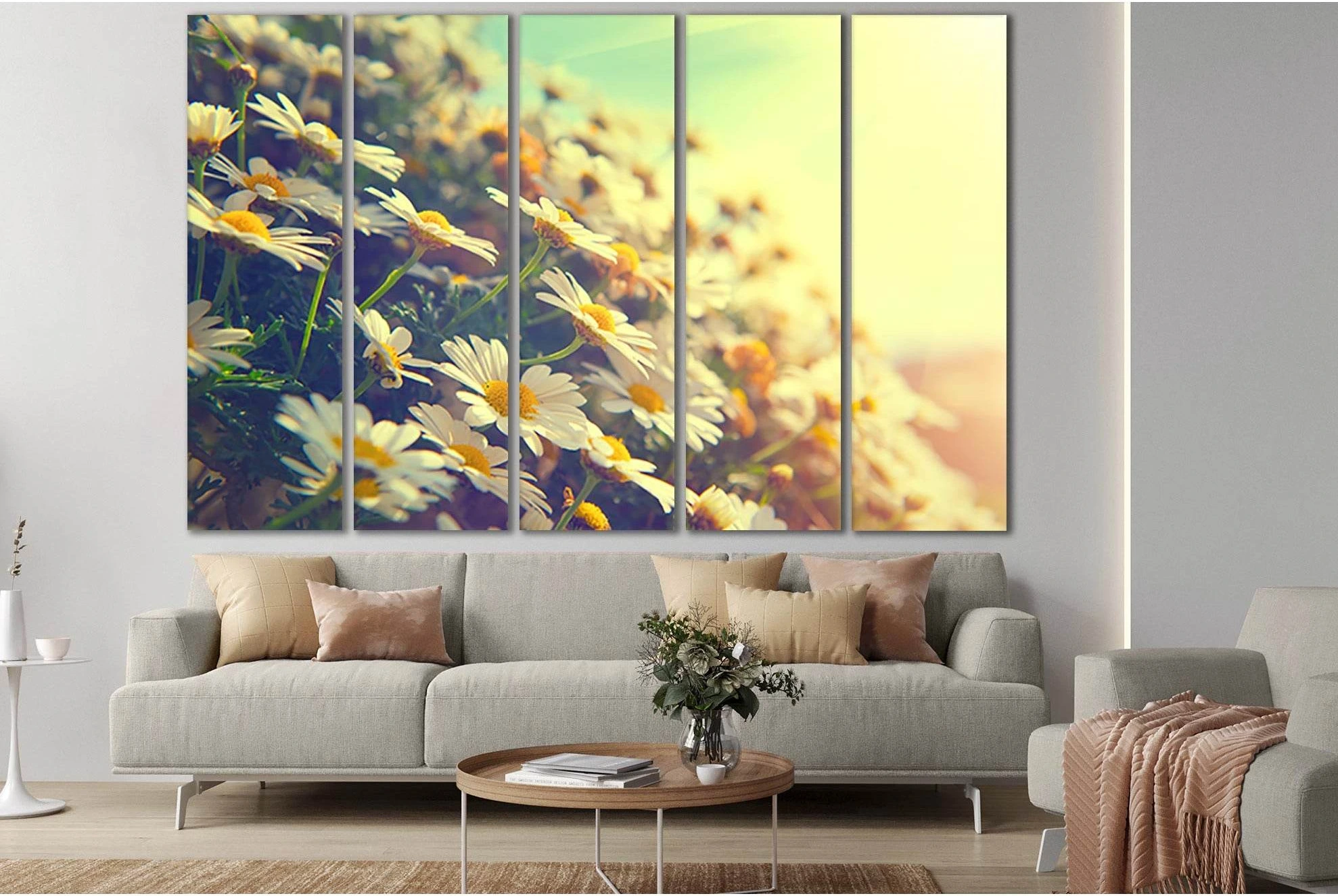 Spring Daisy Flowers №SL704 Ready to Hang Canvas Print - Zellart Canvas Prints 0new, ALL_Products, Floral & Botanical Wall Art