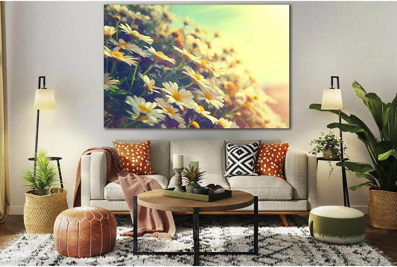 Spring Daisy Flowers №SL704 Ready to Hang Canvas Print - Zellart Canvas Prints 0new, ALL_Products, Floral & Botanical Wall Art