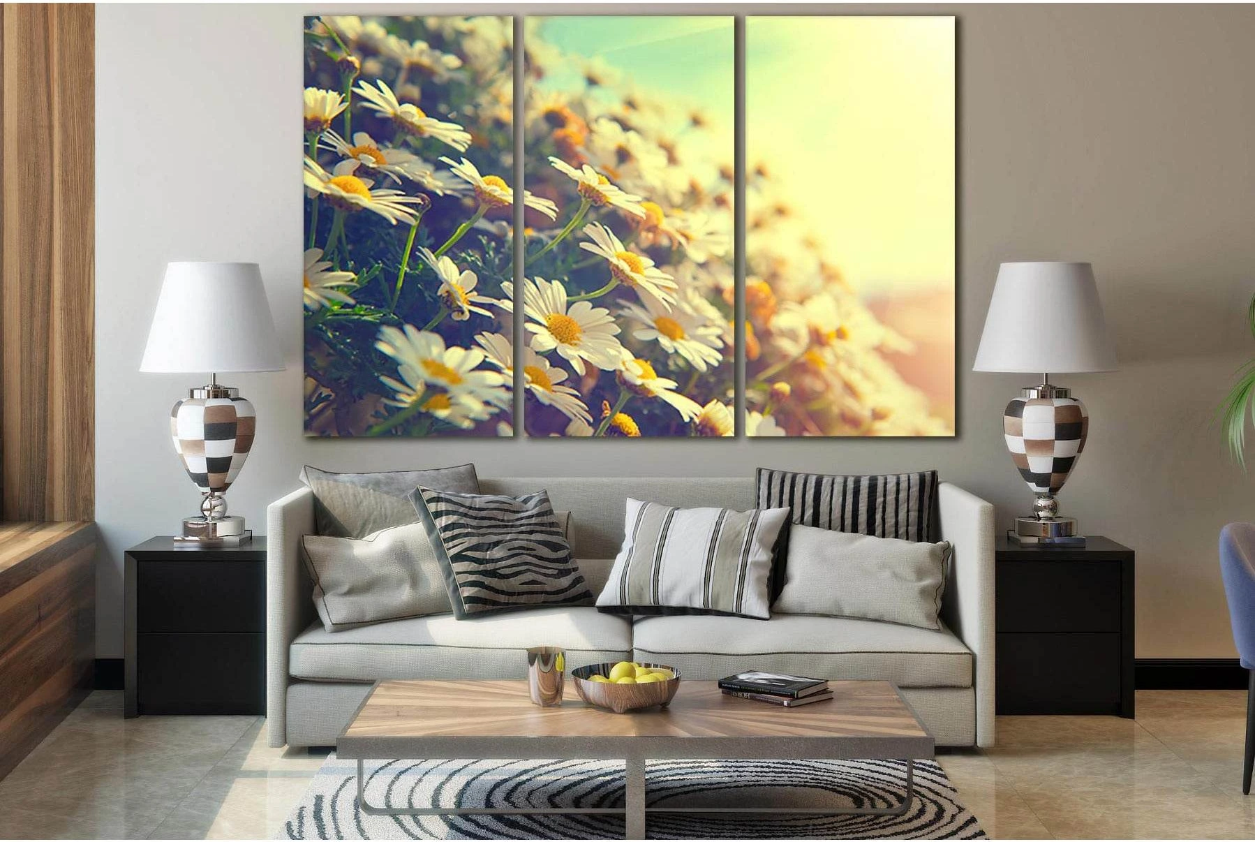 Spring Daisy Flowers №SL704 Ready to Hang Canvas Print - Zellart Canvas Prints 0new, ALL_Products, Floral & Botanical Wall Art