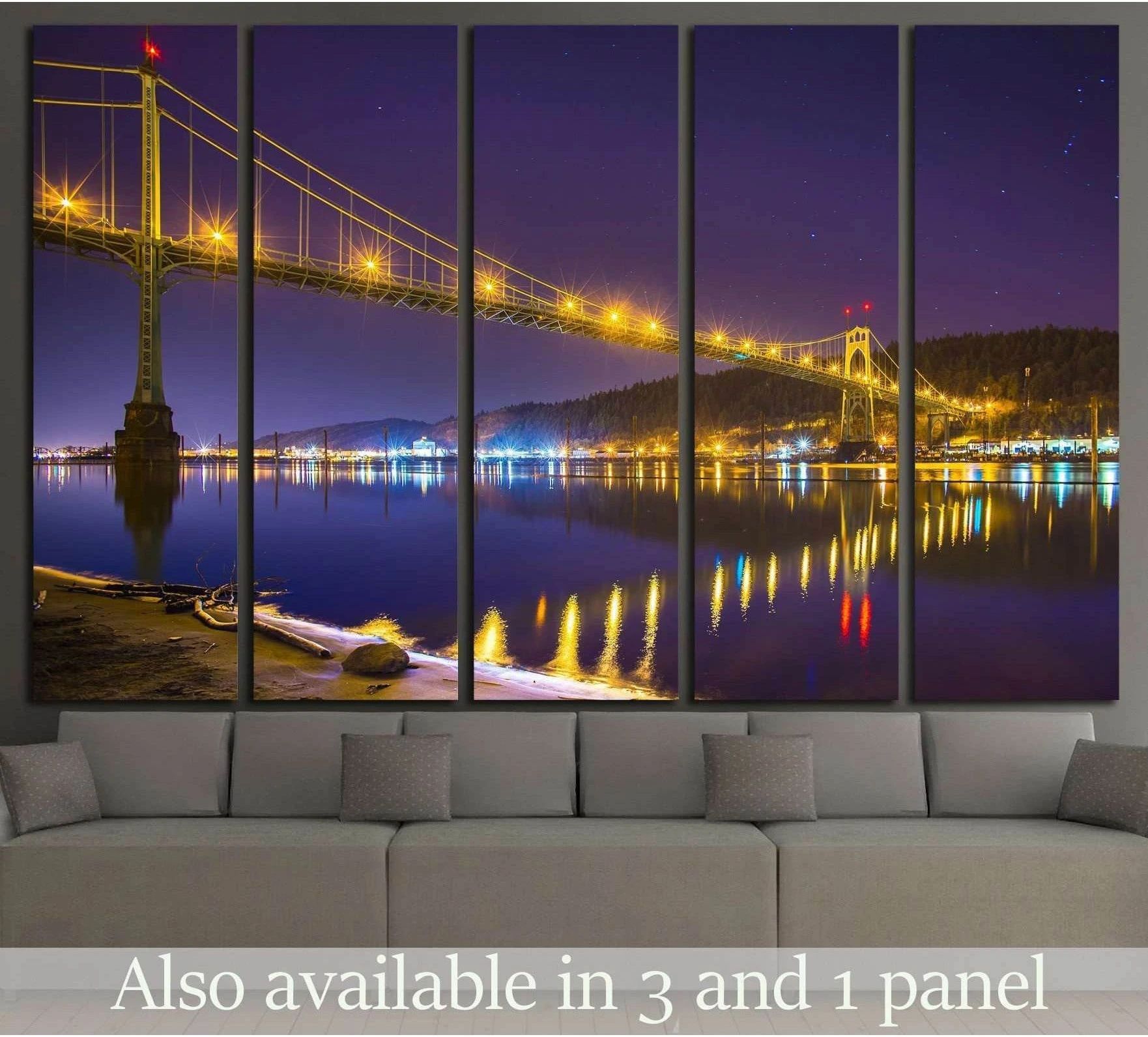 St John's Bridge, Portland, Oregon №795 Ready to Hang Canvas Print - Zellart Canvas Prints ALL_Products, s-795