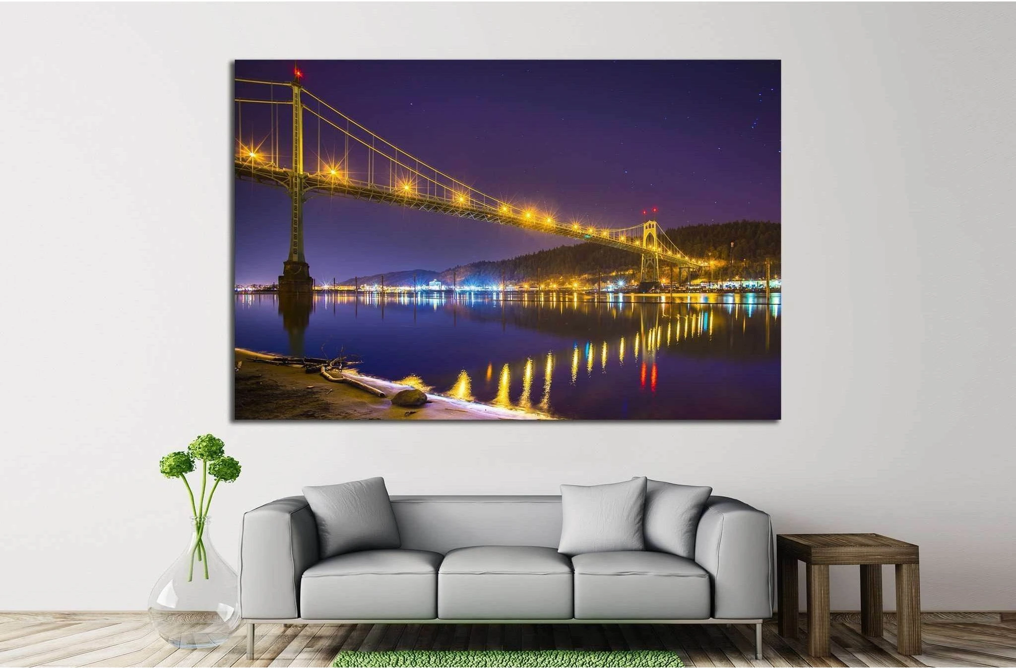St John's Bridge, Portland, Oregon №795 Ready to Hang Canvas Print - Zellart Canvas Prints ALL_Products, s-795