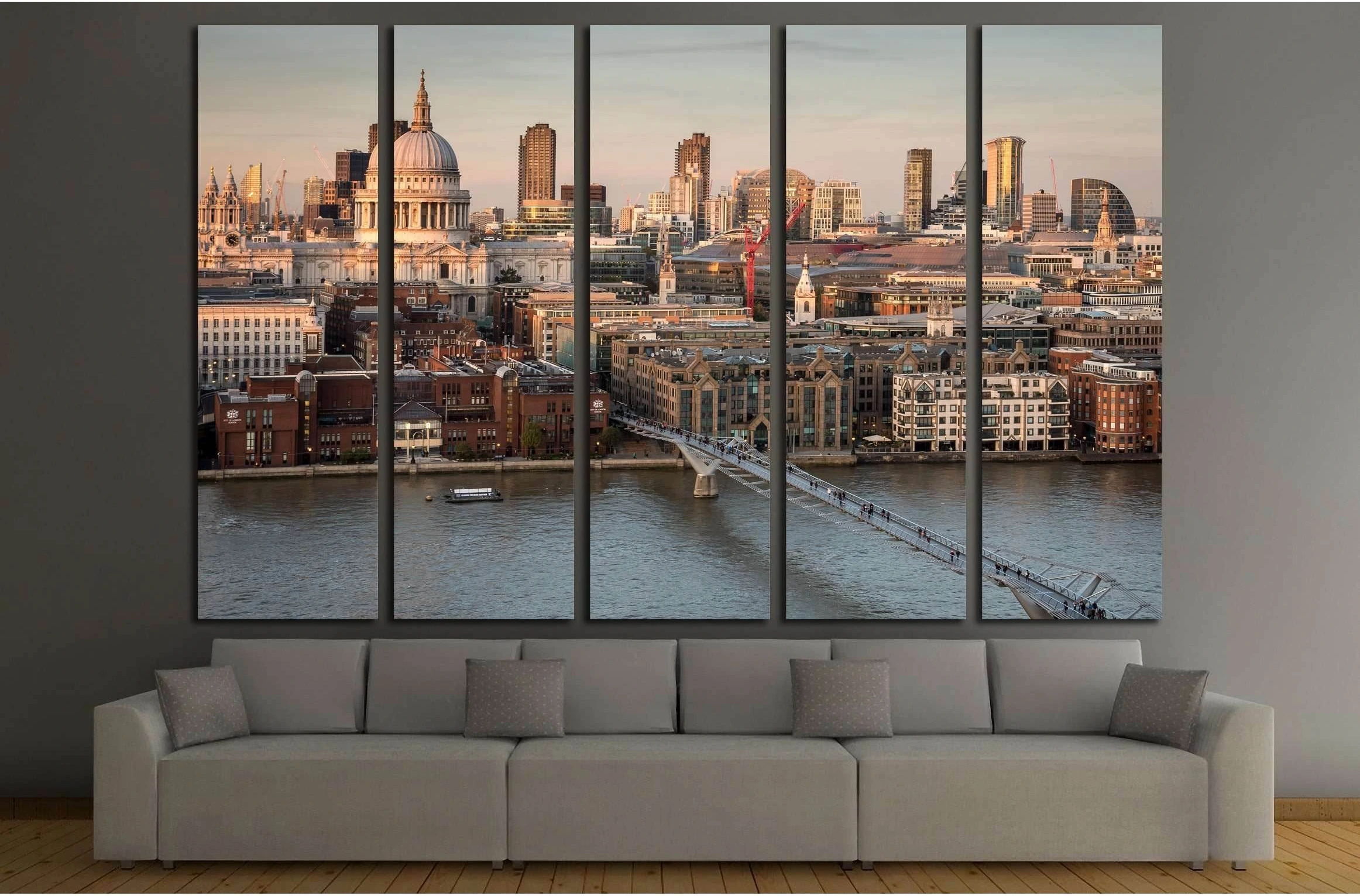 St. Paul's Cathedral and the City of London skyline №2972 Ready to Hang Canvas Print - Zellart Canvas Prints ALL_Products, s-2972