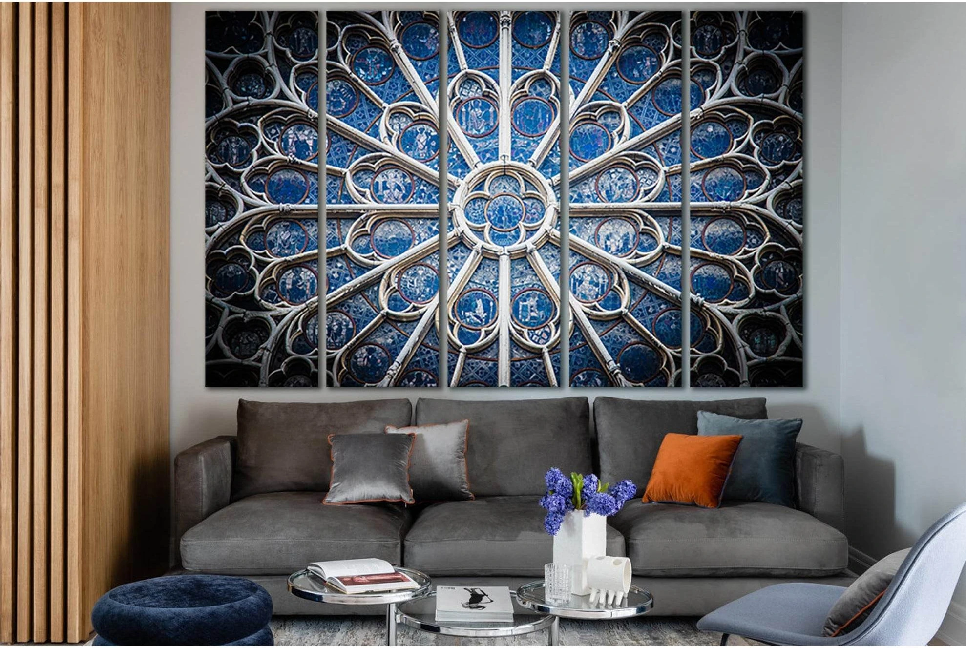 Stained Glass Of The Catholic Cathedral №SL1400 Ready to Hang Canvas Print - Zellart Canvas Prints 0new, ALL_Products, Architecture