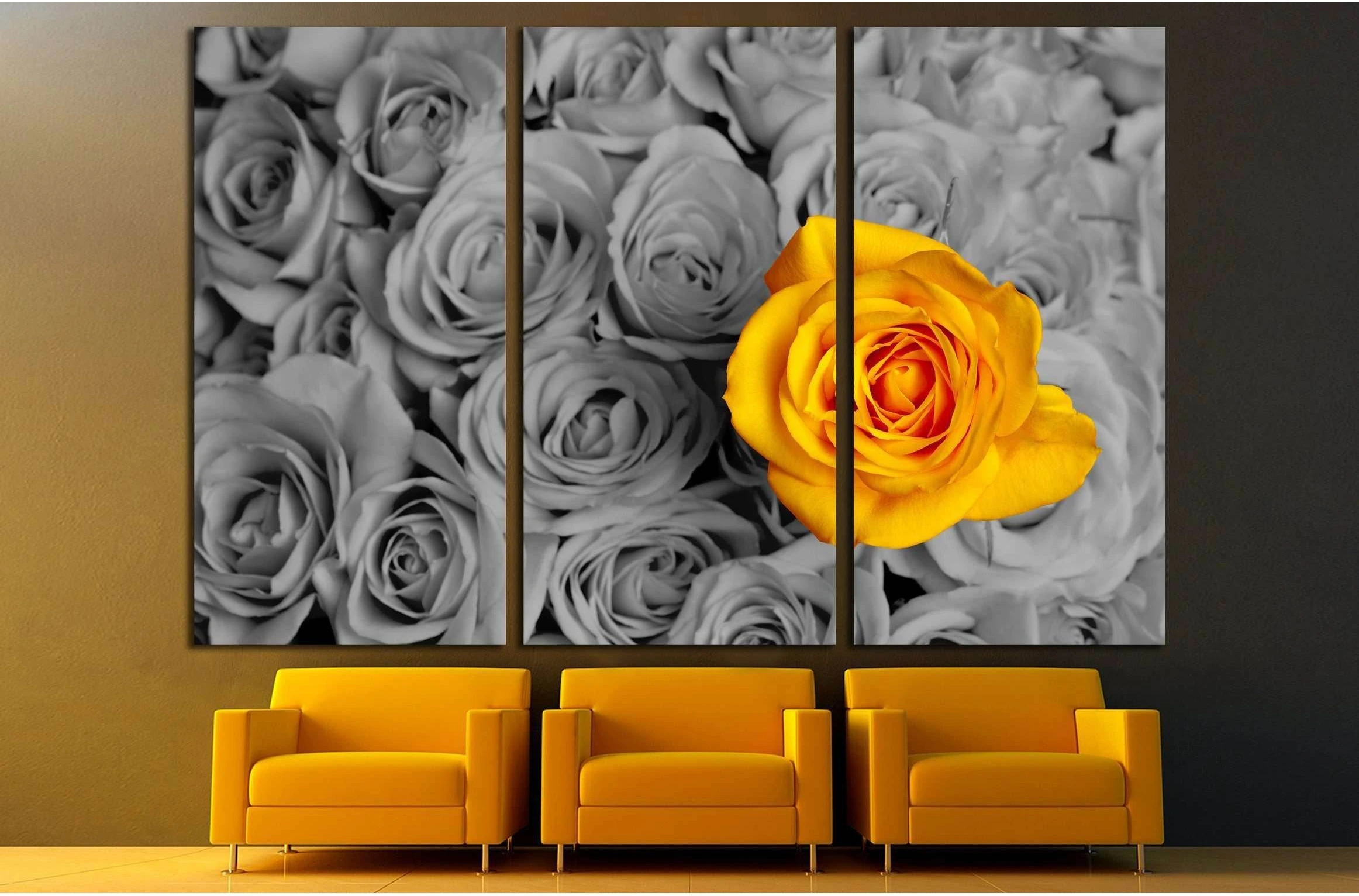 Standing out in a crowd yellow rose №2751 Ready to Hang Canvas Print - Zellart Canvas Prints ALL_Products, s-2751