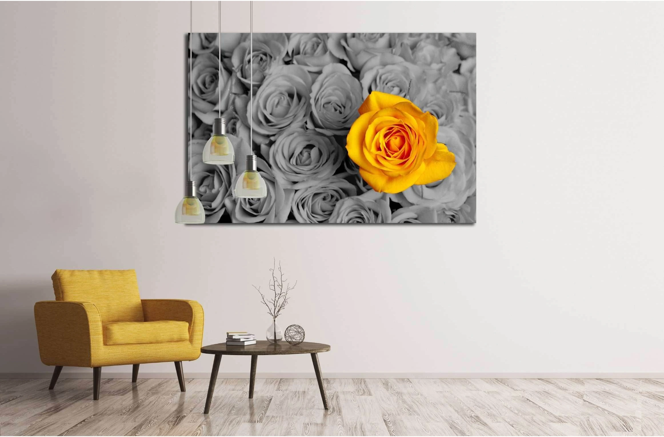 Standing out in a crowd yellow rose №2751 Ready to Hang Canvas Print - Zellart Canvas Prints ALL_Products, s-2751