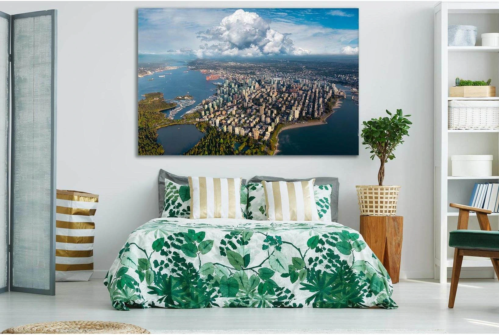 Stanley Park And Downtown Vancouver Skyline №SL379 Ready to Hang Canvas Print - Zellart Canvas Prints 0new, ALL_Products, Cityscapes & Skylines