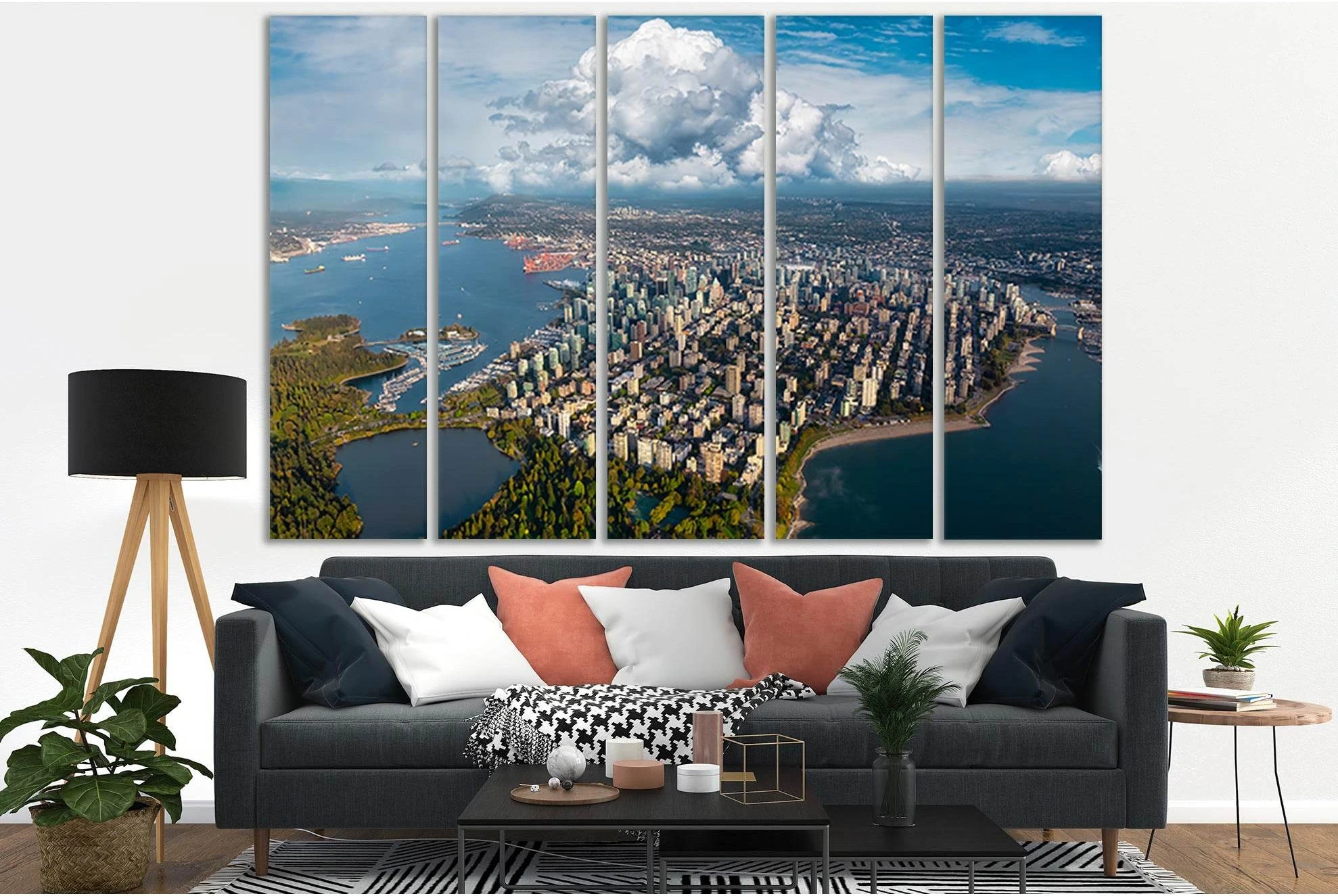 Stanley Park And Downtown Vancouver Skyline №SL379 Ready to Hang Canvas Print - Zellart Canvas Prints 0new, ALL_Products, Cityscapes & Skylines