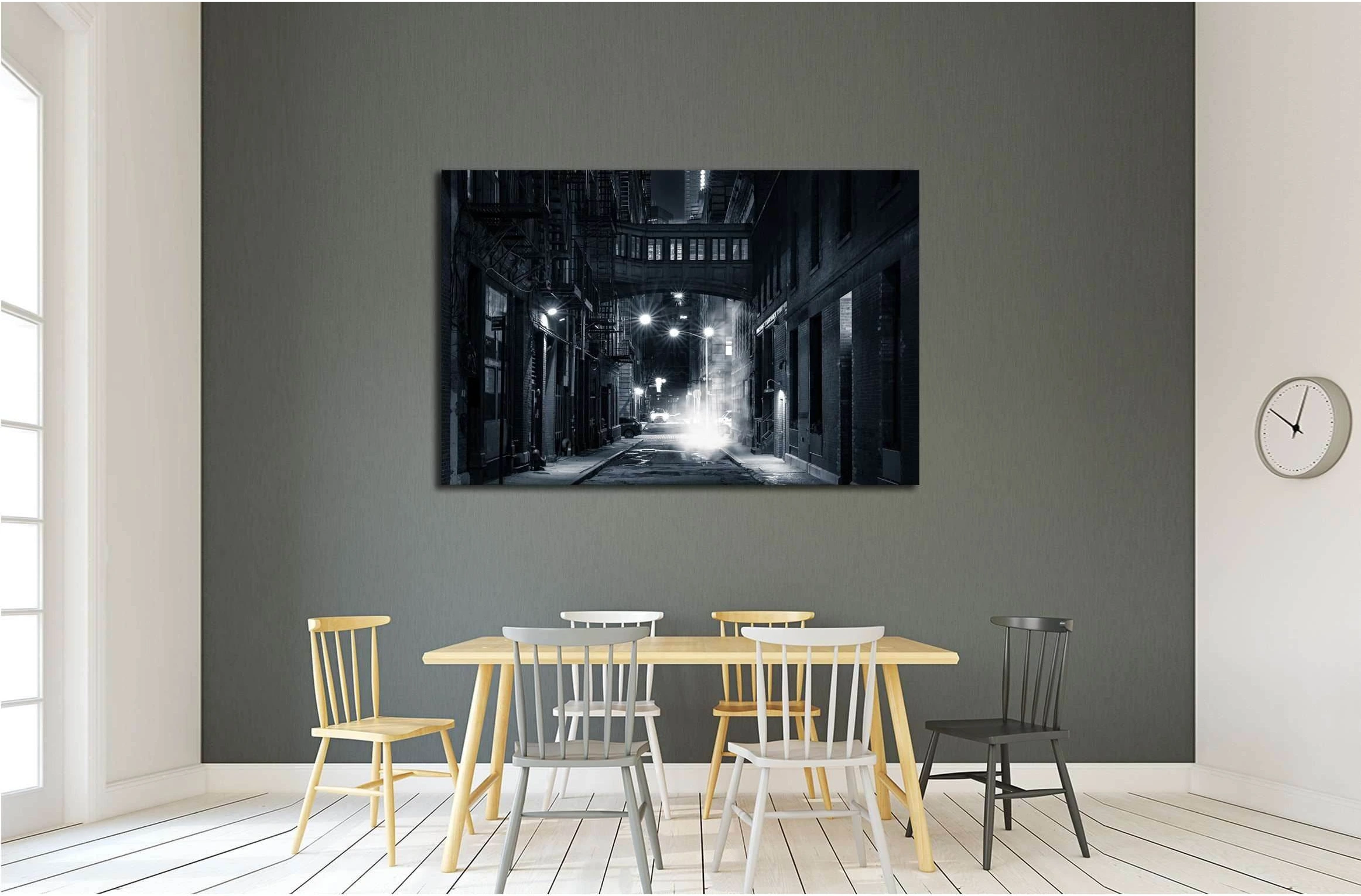 Staple street skybridge by night, in Tribeca, New York City №2197 Ready to Hang Canvas Print - Zellart Canvas Prints 0_NY_ART, ALL_Products, s-2197