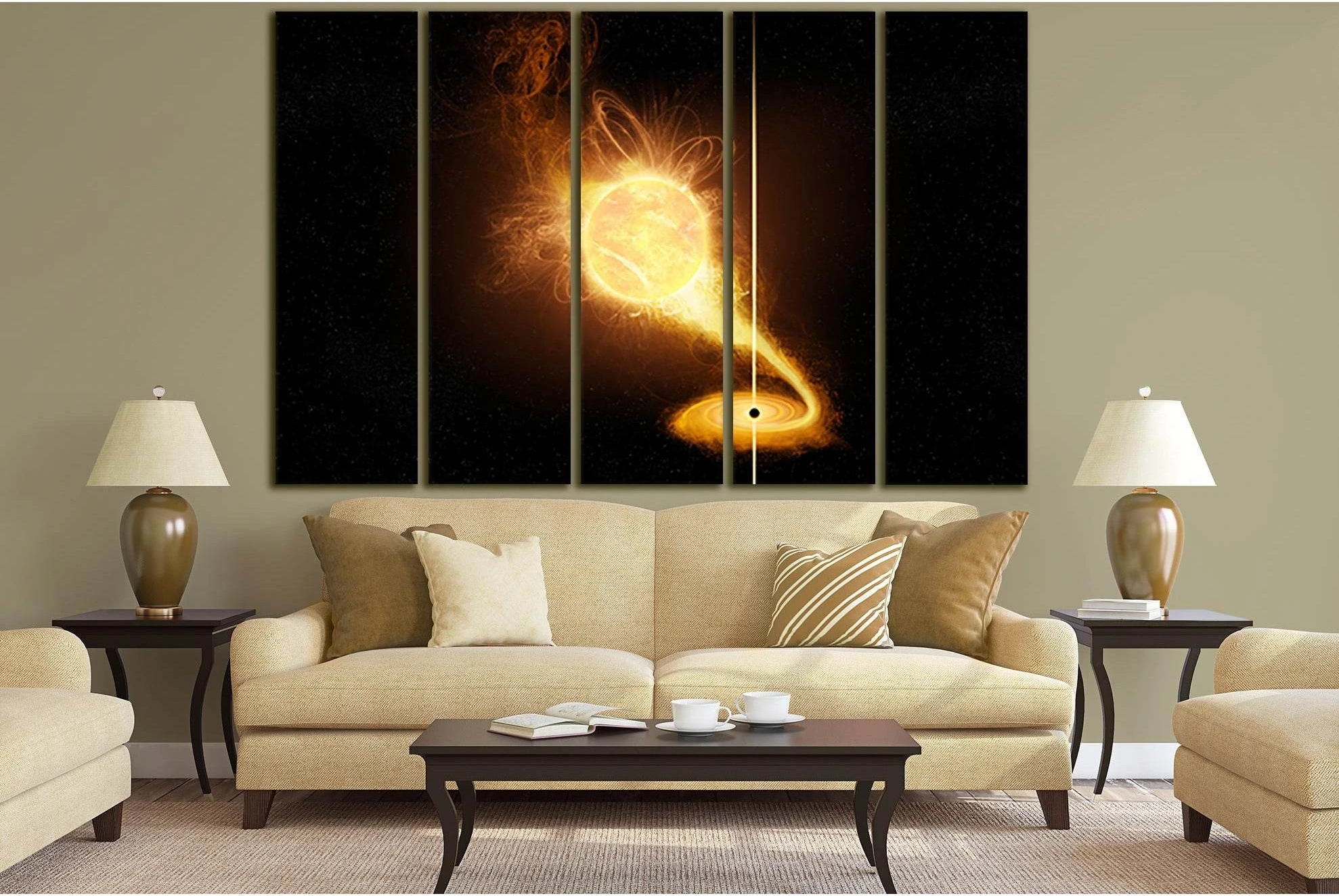 Star And Black Hole №SL976 Ready to Hang Canvas Print - Zellart Canvas Prints 0new, ALL_Products, Astronomy & Space Canvas Wall Art