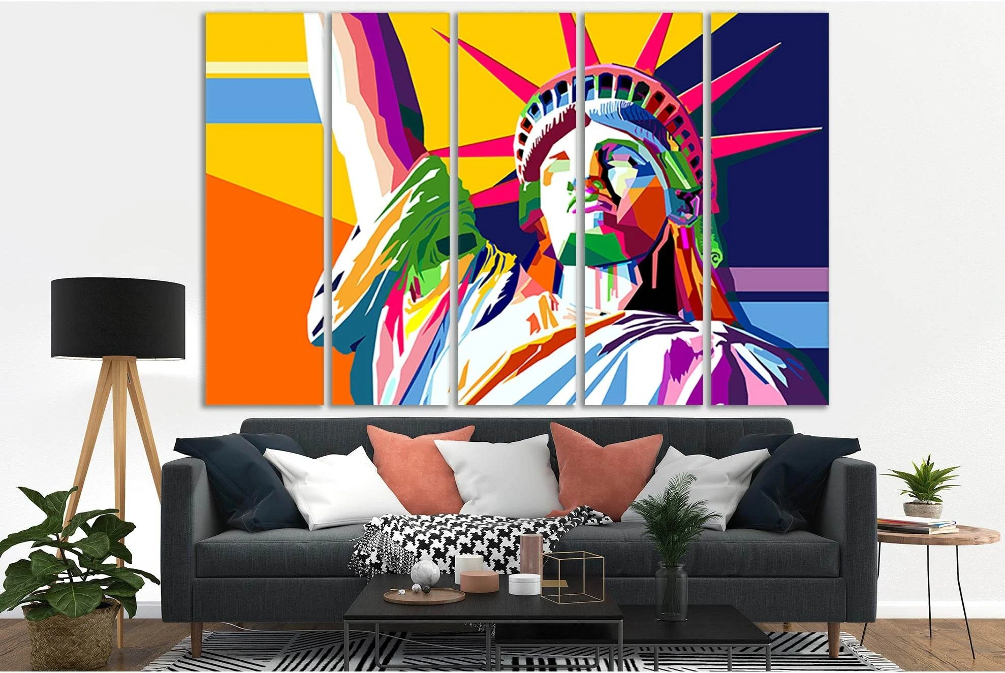 Statue Of Liberty Pop Art №SL528 Ready to Hang Canvas Print - Zellart Canvas Prints 0new, ALL_Products, Pop ART