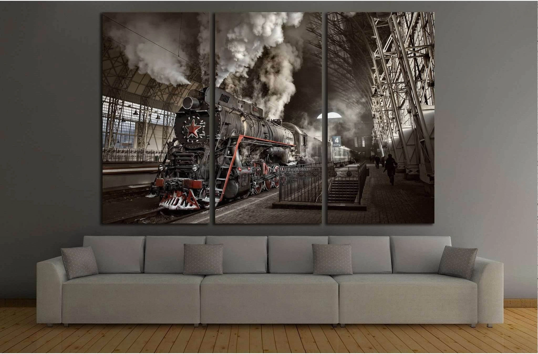 Steam Train at the Station №239 Ready to Hang Canvas Print - Zellart Canvas Prints ALL_Products, wd-239