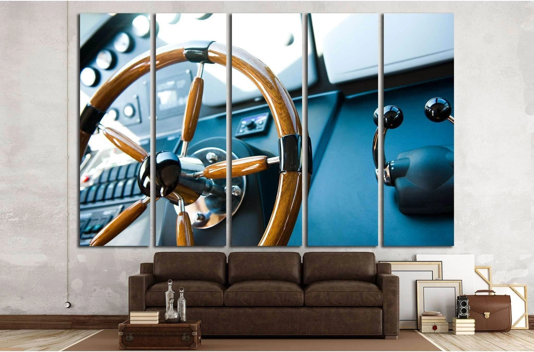 Steering wheel on a luxury yacht №1410 Ready to Hang Canvas Print - Zellart Canvas Prints ALL_Products, s-1410
