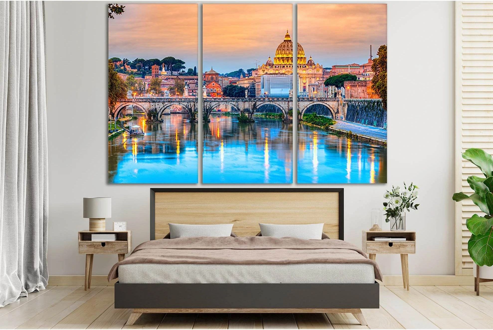 Stone Bridge In Rome №SL1129 Ready to Hang Canvas Print - Zellart Canvas Prints 0new, ALL_Products, Bridges Wall Art