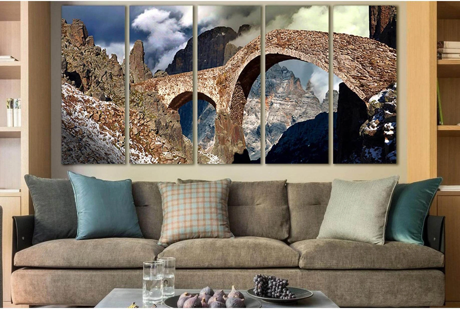 Stone Bridge In The Mountains №SL1128 Ready to Hang Canvas Print - Zellart Canvas Prints 0new, ALL_Products, Bridges Wall Art
