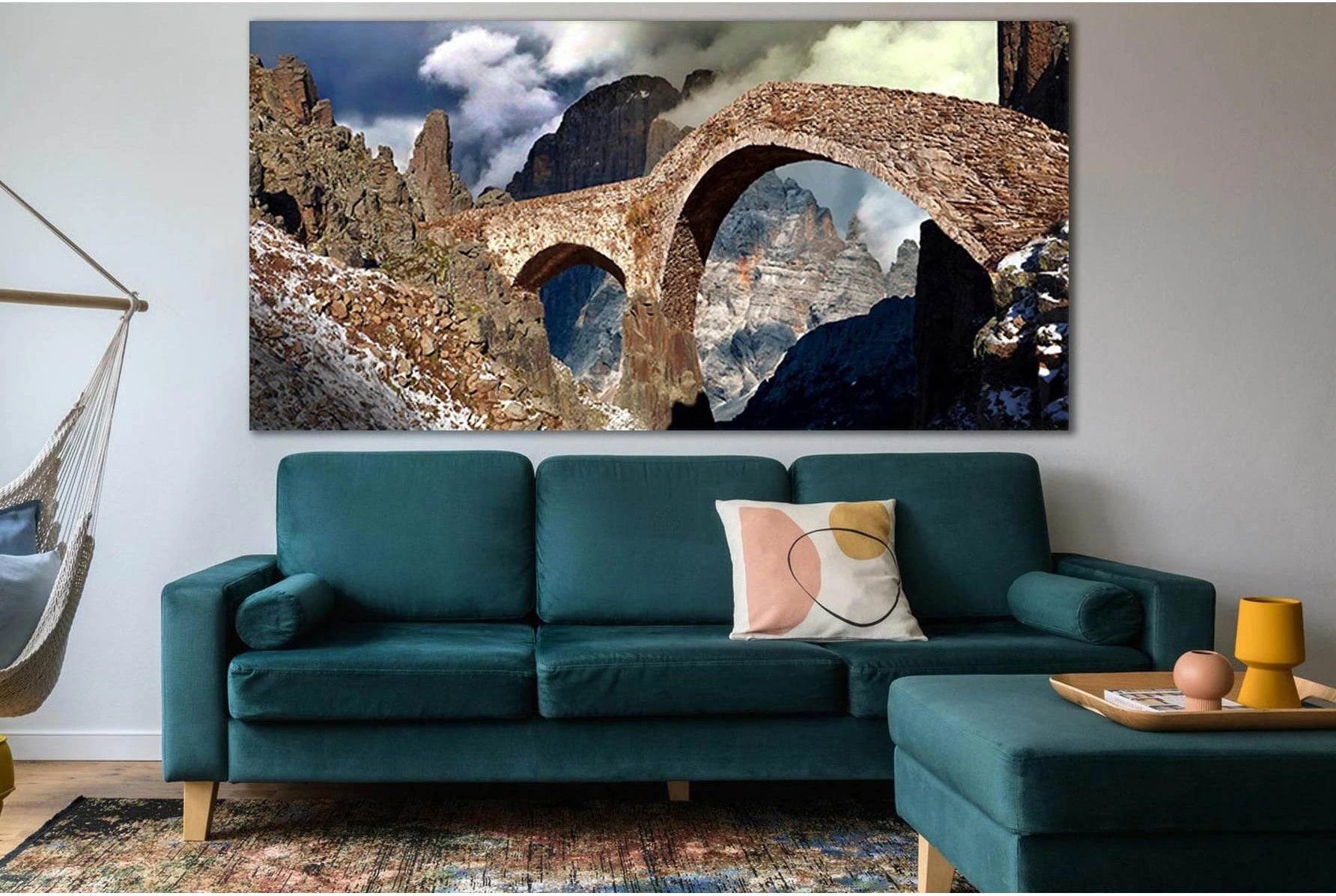 Stone Bridge In The Mountains №SL1128 Ready to Hang Canvas Print - Zellart Canvas Prints 0new, ALL_Products, Bridges Wall Art