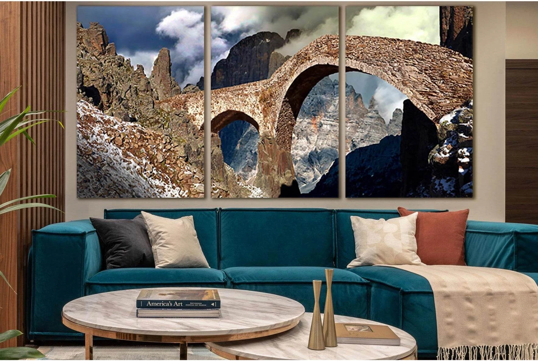 Stone Bridge In The Mountains №SL1128 Ready to Hang Canvas Print - Zellart Canvas Prints 0new, ALL_Products, Bridges Wall Art