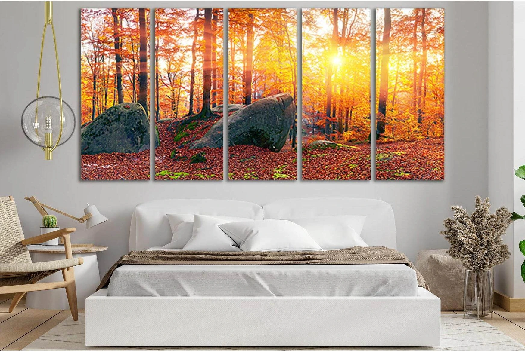 Stones In Forest Sunset №SL282 Ready to Hang Canvas Print - Zellart Canvas Prints 0new, ALL_Products, SUNRISE & SUNSET WALL ART