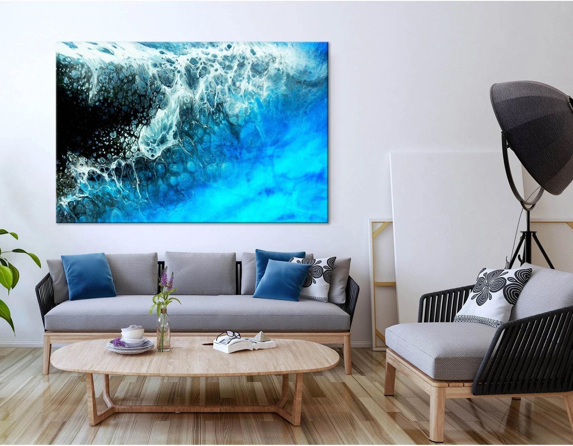 Storm In The Ocean Abstract №04304 Ready to Hang Canvas Print - Zellart Canvas Prints ALL_Products
