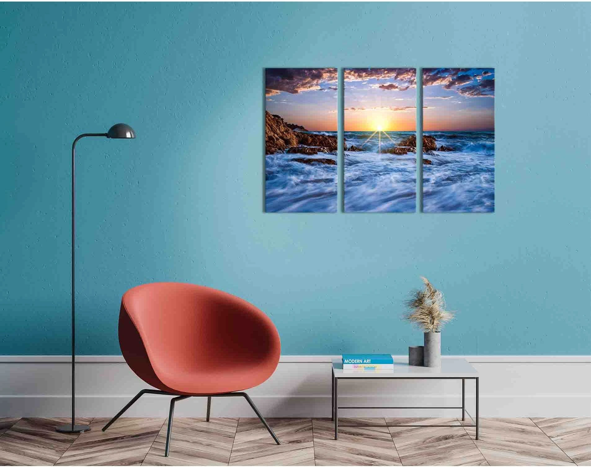 Storm waves at sunrise №D1232 Ready to Hang Canvas Print - Zellart Canvas Prints 0new, ALL_Products, Sunrise & sunset wall art