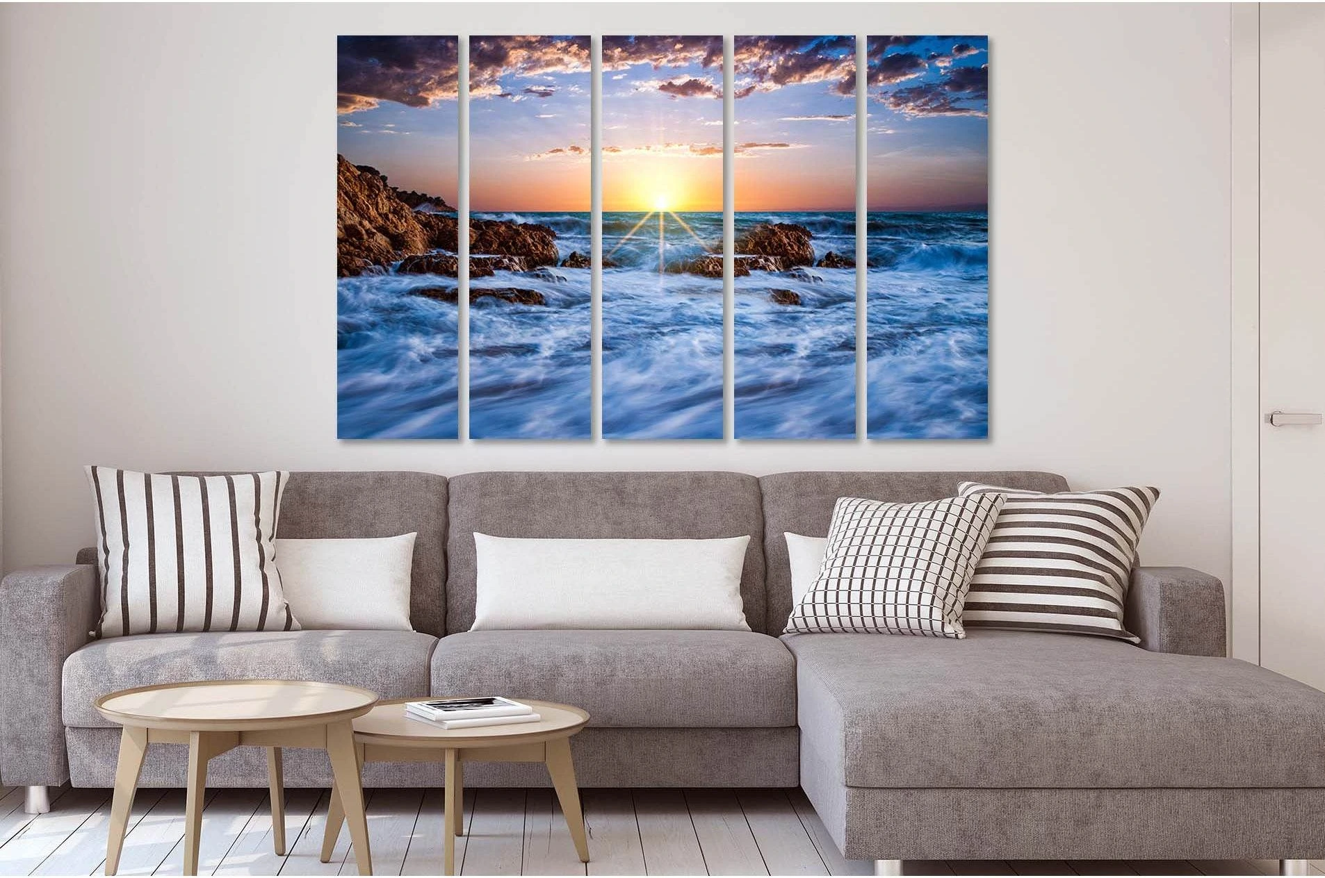Storm waves at sunrise №D1232 Ready to Hang Canvas Print - Zellart Canvas Prints 0new, ALL_Products, Sunrise & sunset wall art