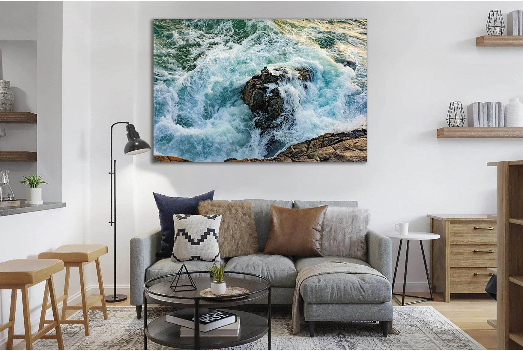 Stormy Waves By The Shore №SL80 Ready to Hang Canvas Print - Zellart Canvas Prints 0new, ALL_Products, Beach Ocean & Waves