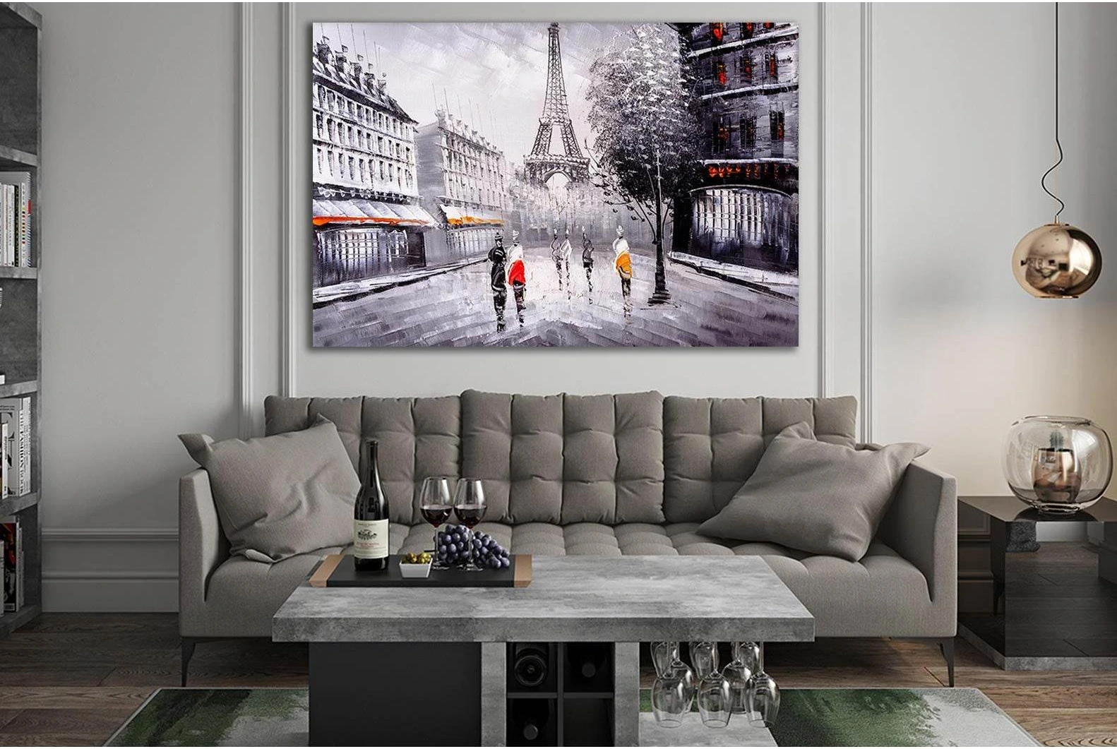 Street View Paris Oil Painting №SL585 Ready to Hang Canvas Print - Zellart Canvas Prints 0new, ALL_Products, Oil Painting Wall Art
