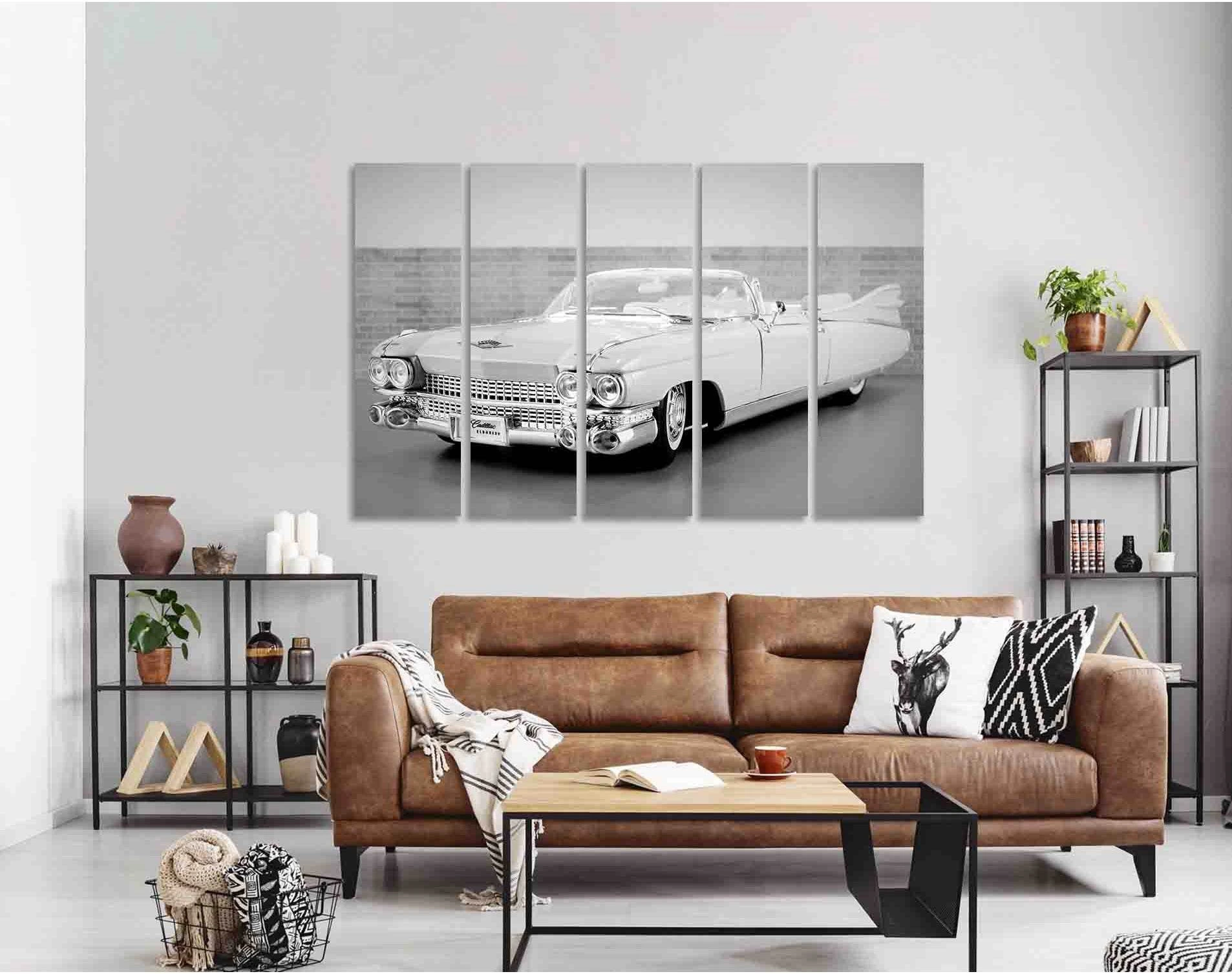 Stunning retro car №D2834 Ready to Hang Canvas Print - Zellart Canvas Prints 0new, ALL_Products, Black & White Wall Art