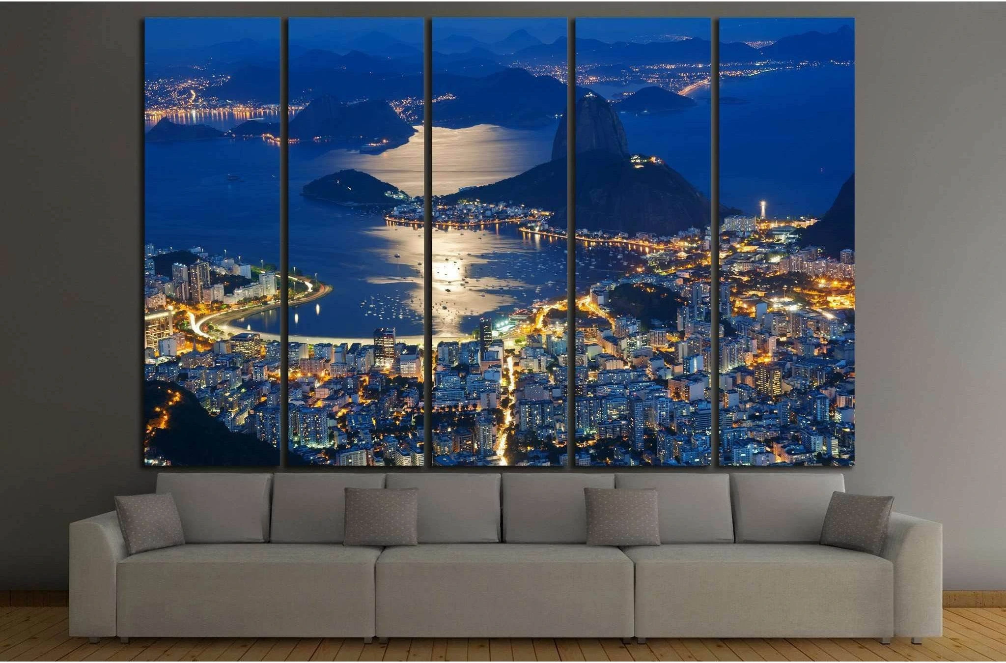 Sugar Loaf and Botafogo, Rio de Janeiro №1163 Ready to Hang Canvas Print - Zellart Canvas Prints ALL_Products, s-1163