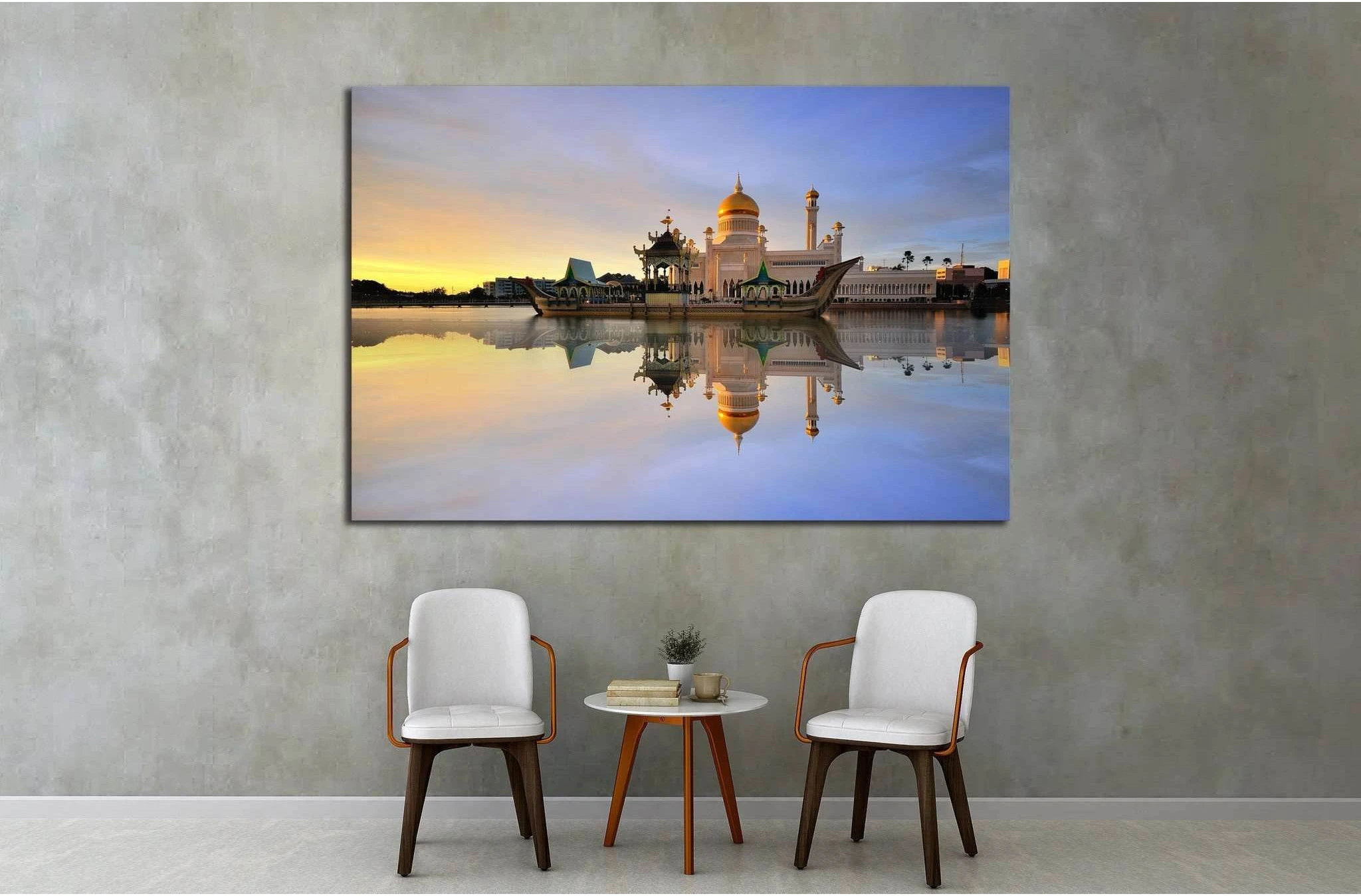 Sultan Omar Ali Saifudding Mosque, Bandar Seri Begawan, Brunei №1782 Ready to Hang Canvas Print - Zellart Canvas Prints ALL_Products, s-1782
