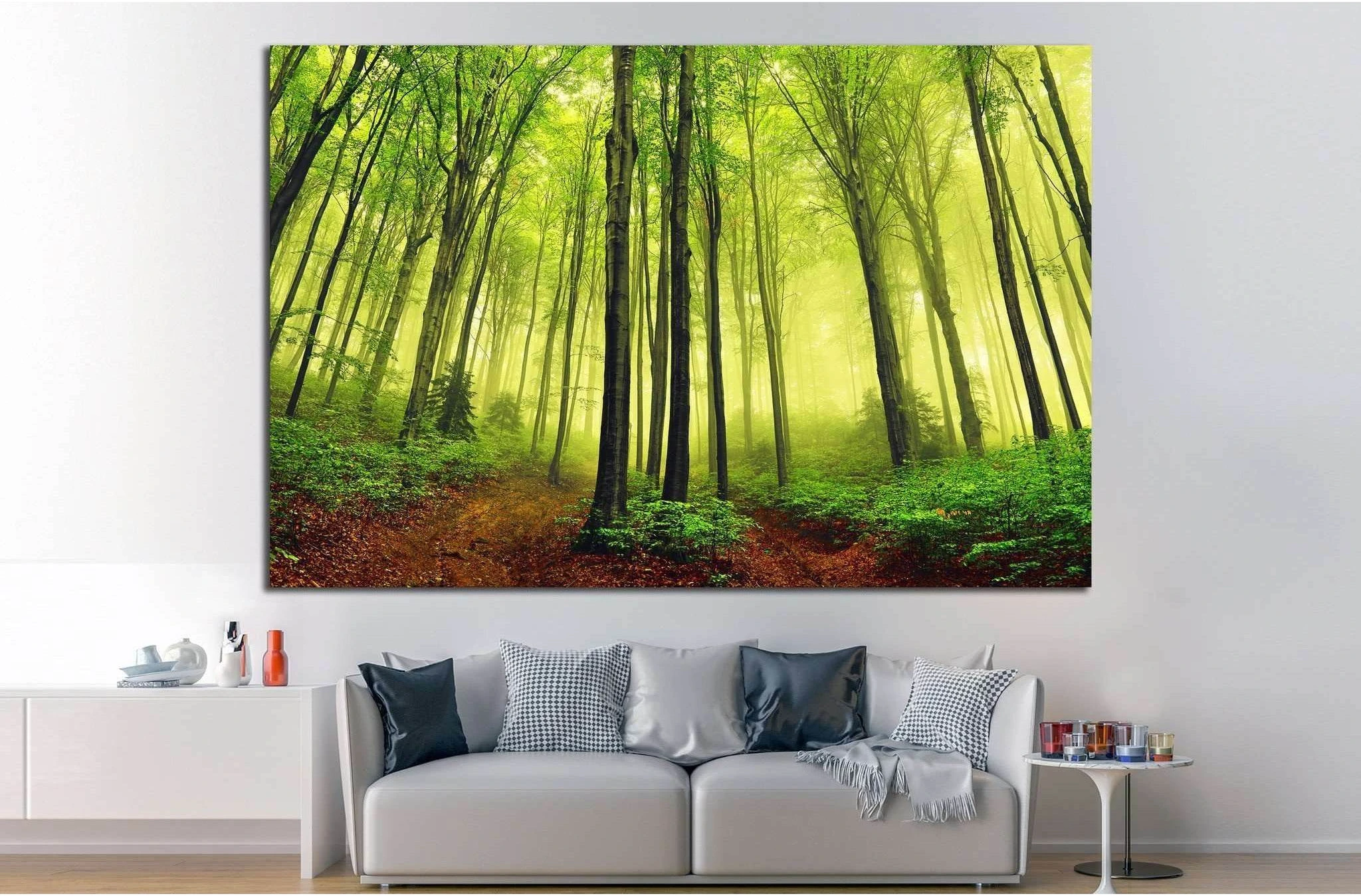 summer fog in the forest №747 Ready to Hang Canvas Print - Zellart Canvas Prints ALL_Products, s-747