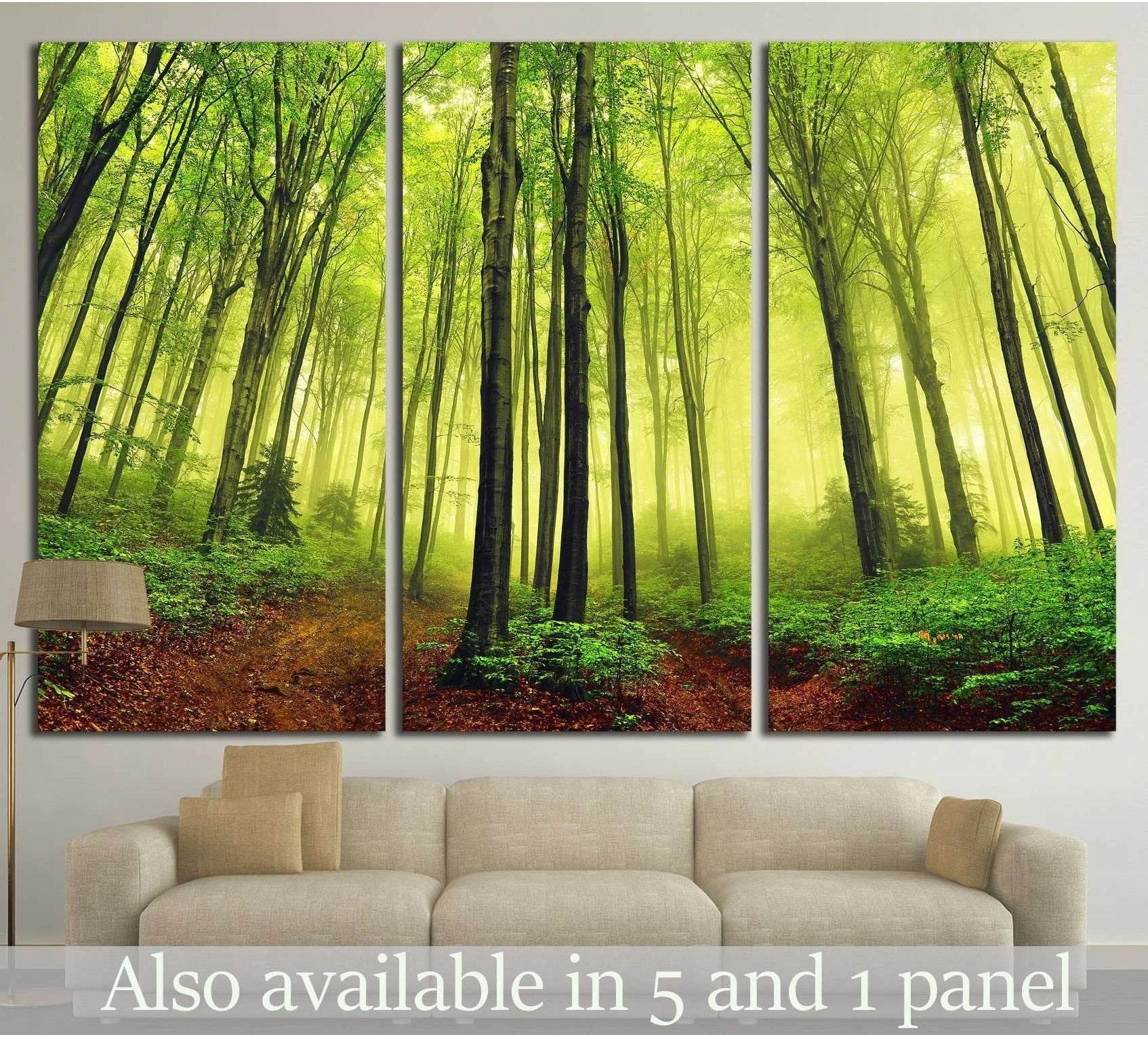 summer fog in the forest №747 Ready to Hang Canvas Print - Zellart Canvas Prints ALL_Products, s-747