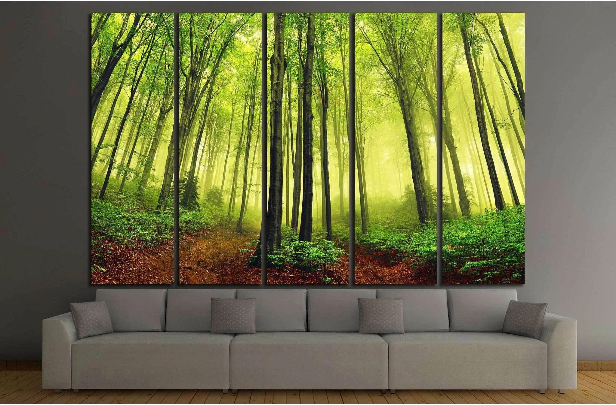 summer fog in the forest №747 Ready to Hang Canvas Print - Zellart Canvas Prints ALL_Products, s-747