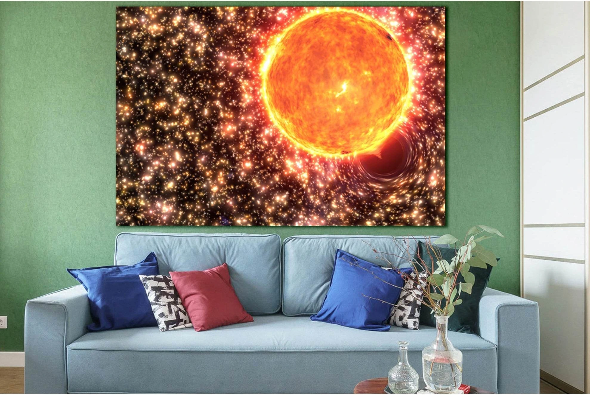 Sun And Black Hole №SL982 Ready to Hang Canvas Print - Zellart Canvas Prints 0new, ALL_Products, Astronomy & Space Canvas Wall Art