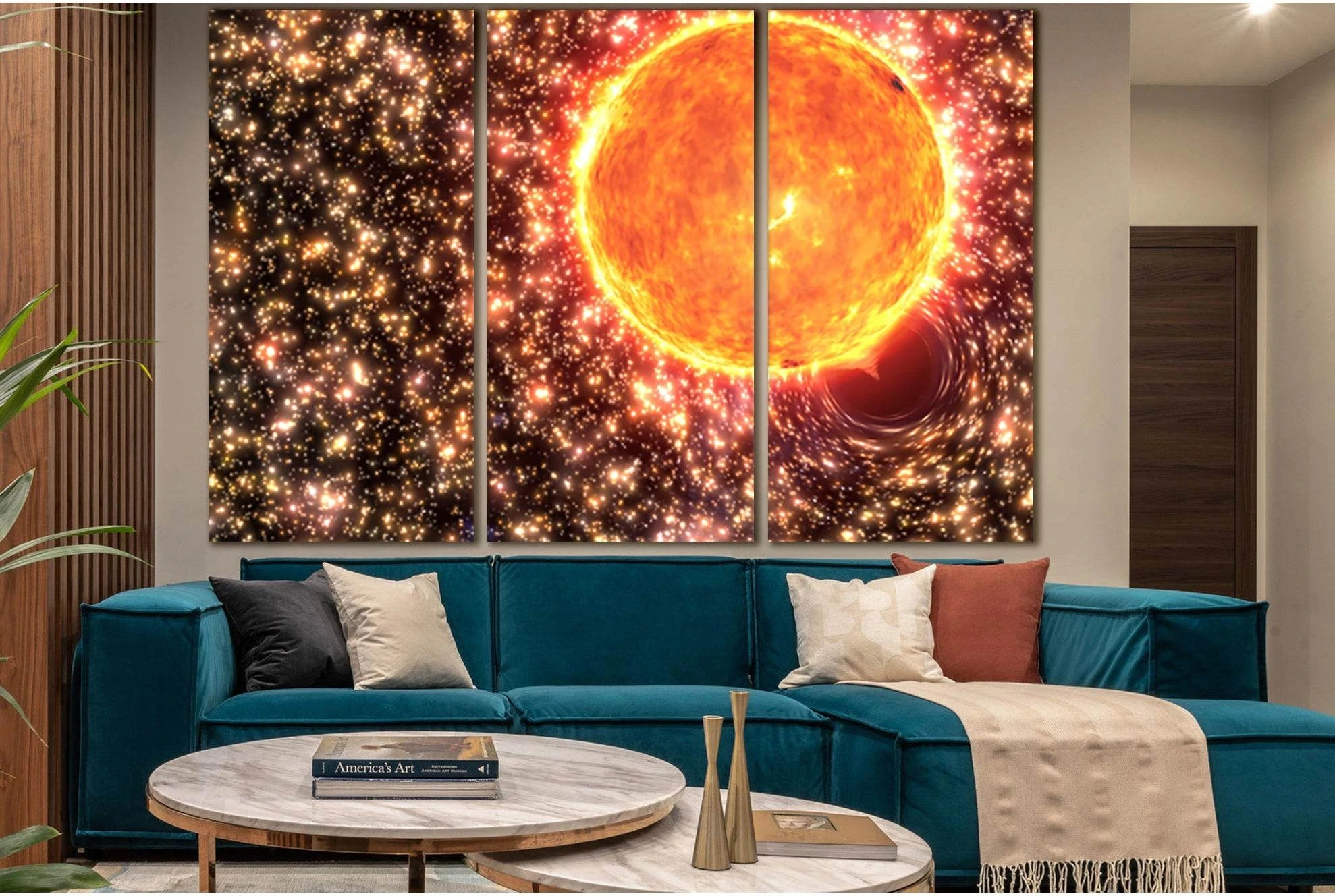 Sun And Black Hole №SL982 Ready to Hang Canvas Print - Zellart Canvas Prints 0new, ALL_Products, Astronomy & Space Canvas Wall Art
