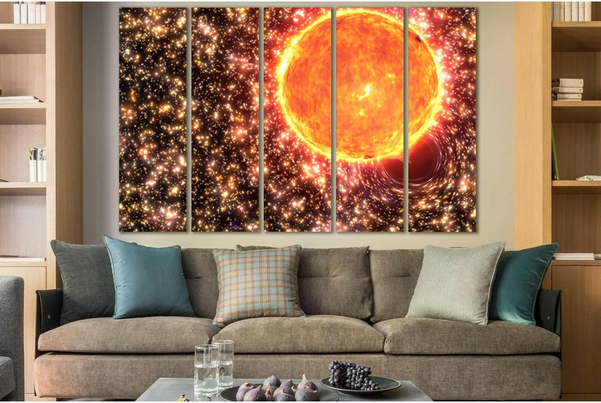 Sun And Black Hole №SL982 Ready to Hang Canvas Print - Zellart Canvas Prints 0new, ALL_Products, Astronomy & Space Canvas Wall Art