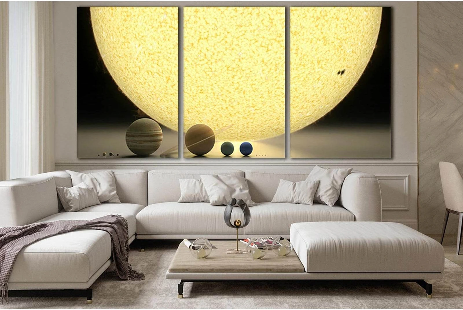 Sun And Sizes Of The Planets №SL422 Ready to Hang Canvas Print - Zellart Canvas Prints 0new, ALL_Products, Astronomy & Space Canvas Wall Art