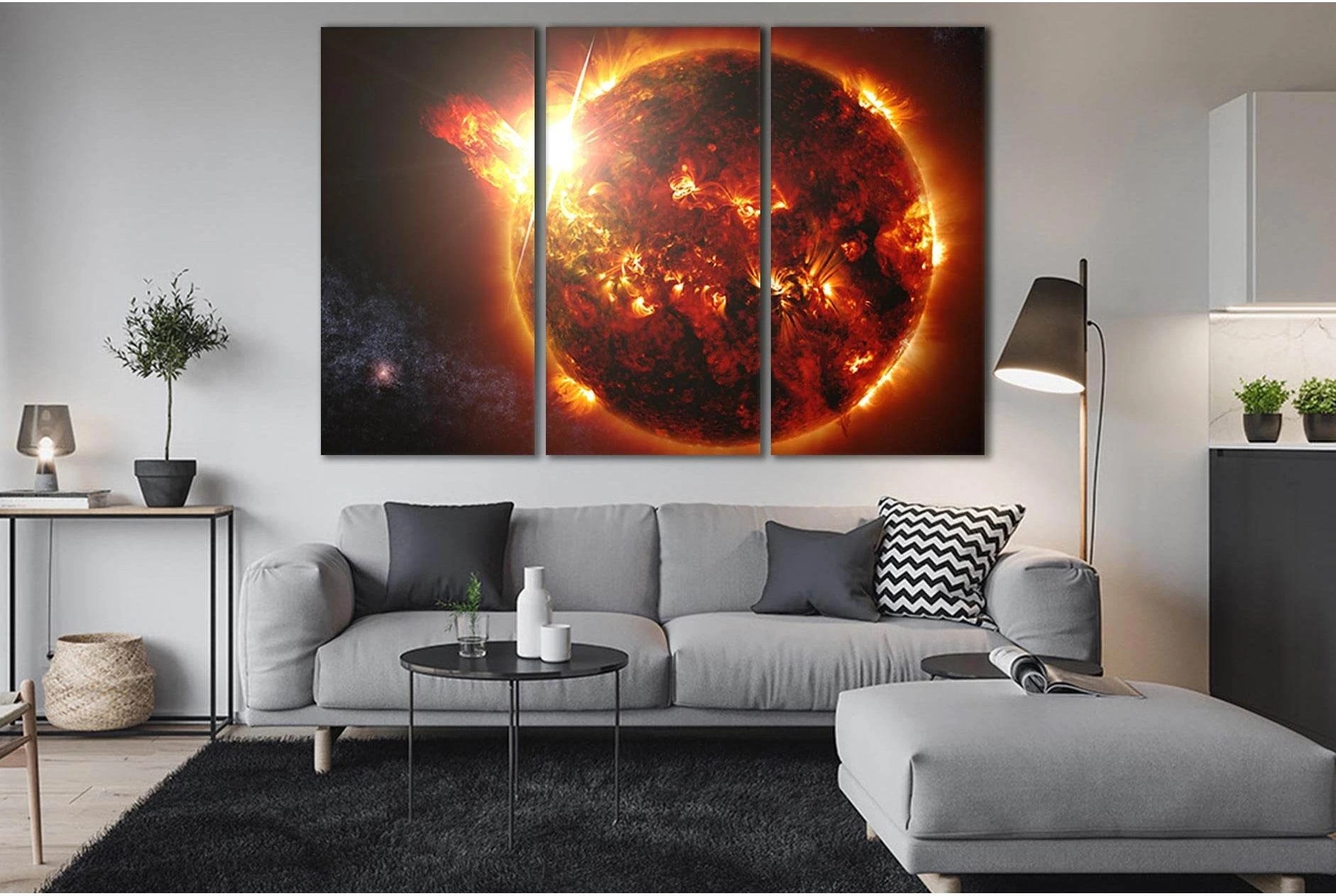 Sun In Space №SL389 Ready to Hang Canvas Print - Zellart Canvas Prints 0new, ALL_Products, Astronomy & Space Canvas Wall Art