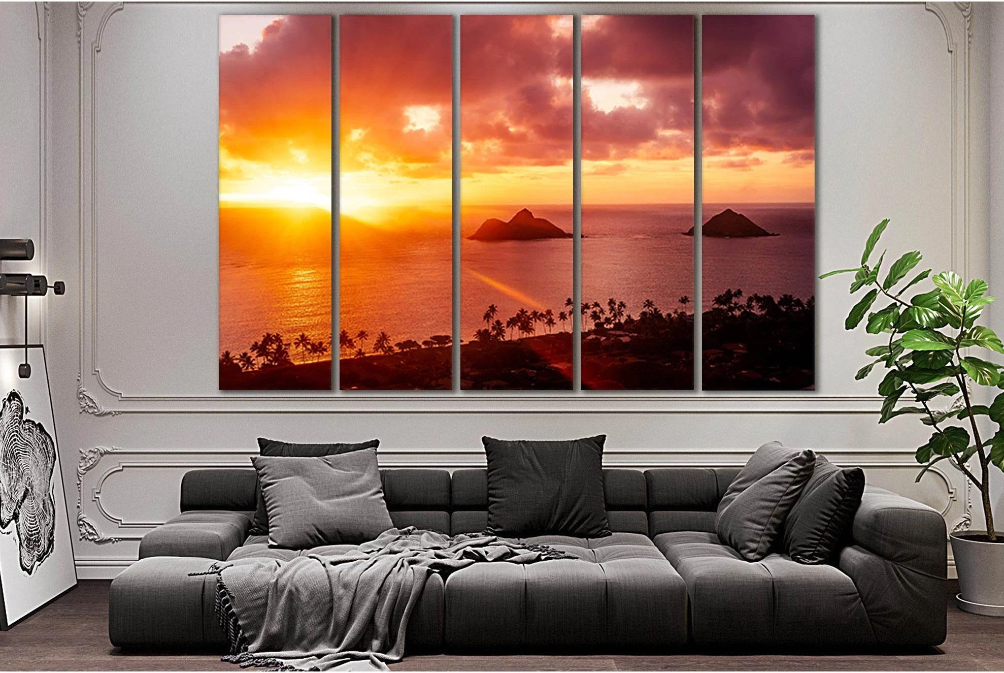 Sun Rays Beautiful Sunset №SL261 Ready to Hang Canvas Print - Zellart Canvas Prints 0new, ALL_Products, SUNRISE & SUNSET WALL ART