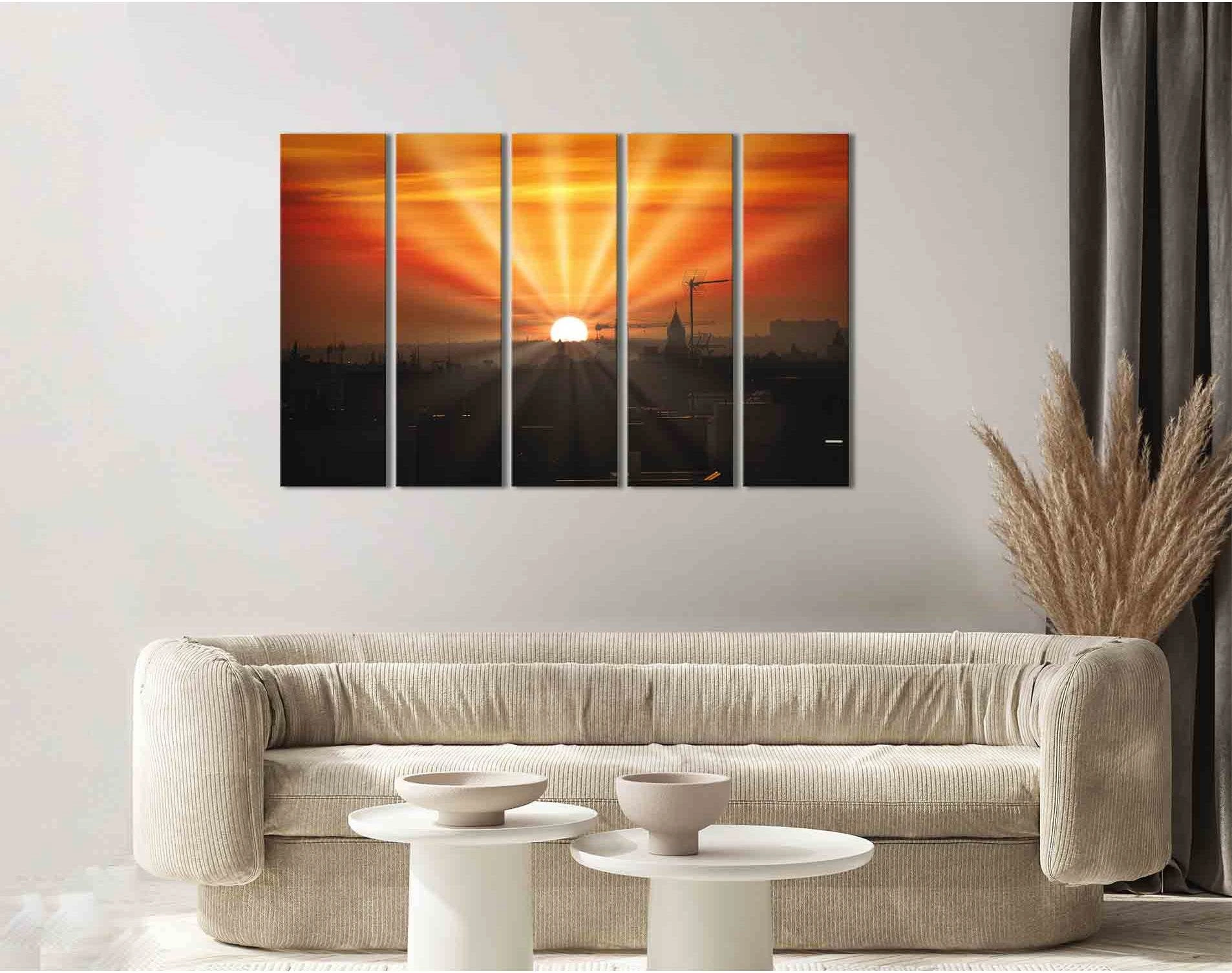 Sun rays №D1230 Ready to Hang Canvas Print - Zellart Canvas Prints 0new, ALL_Products, Sunrise & sunset wall art