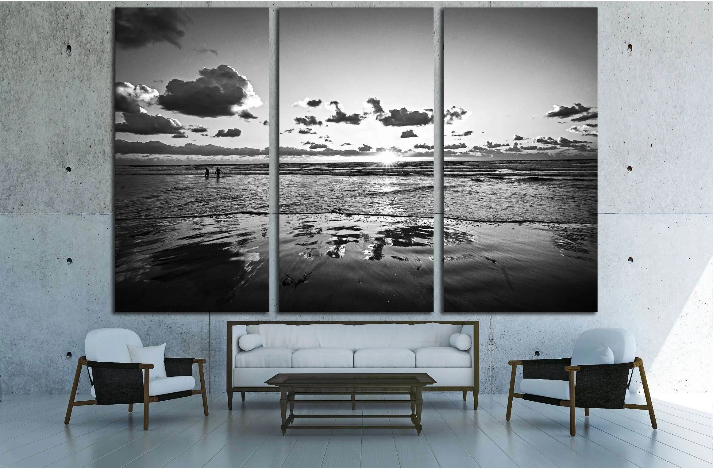 Sundown on the beach, shadow play №3183 Ready to Hang Canvas Print - Zellart Canvas Prints ALL_Products, s-3183