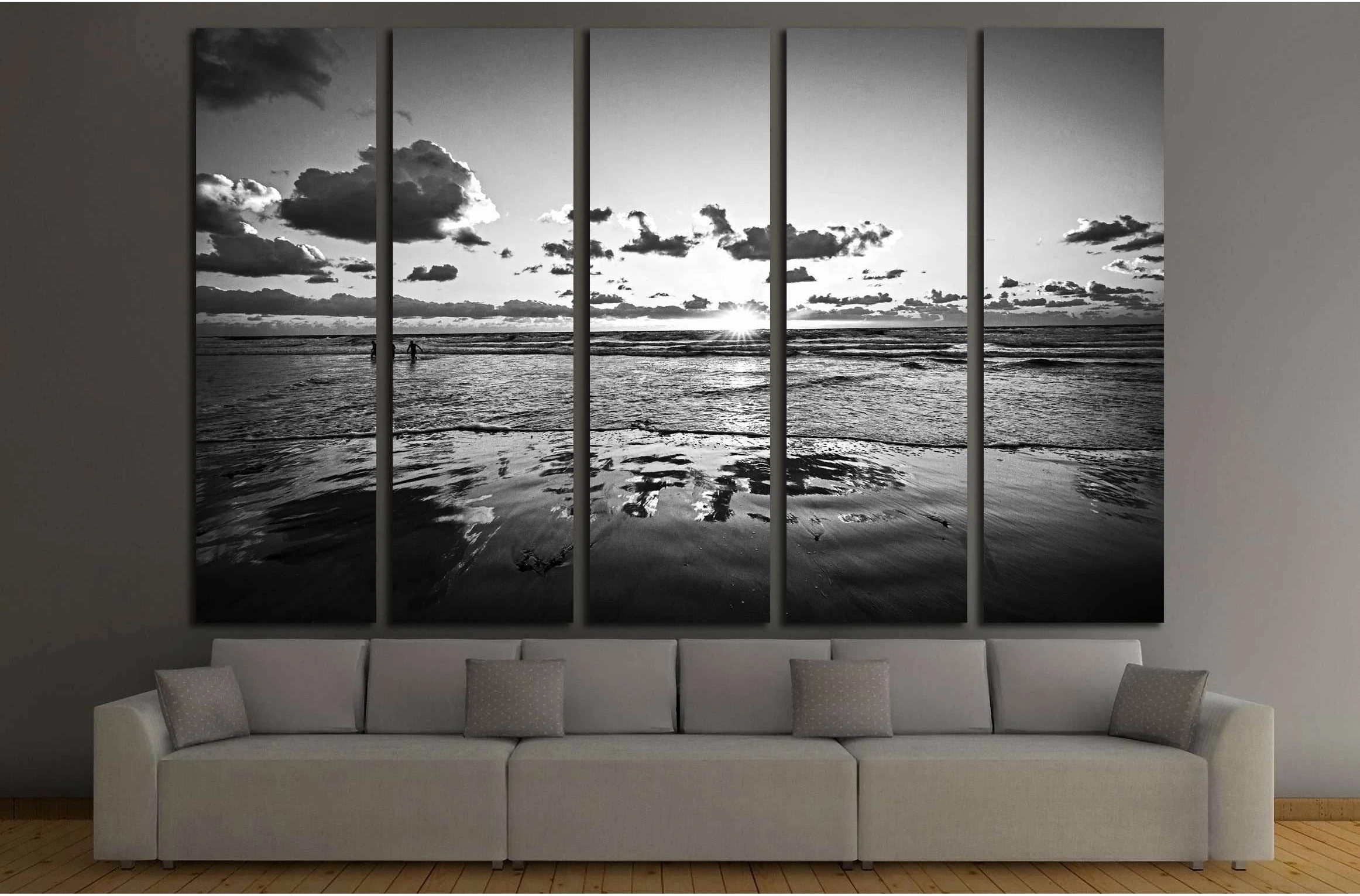 Sundown on the beach, shadow play №3183 Ready to Hang Canvas Print - Zellart Canvas Prints ALL_Products, s-3183
