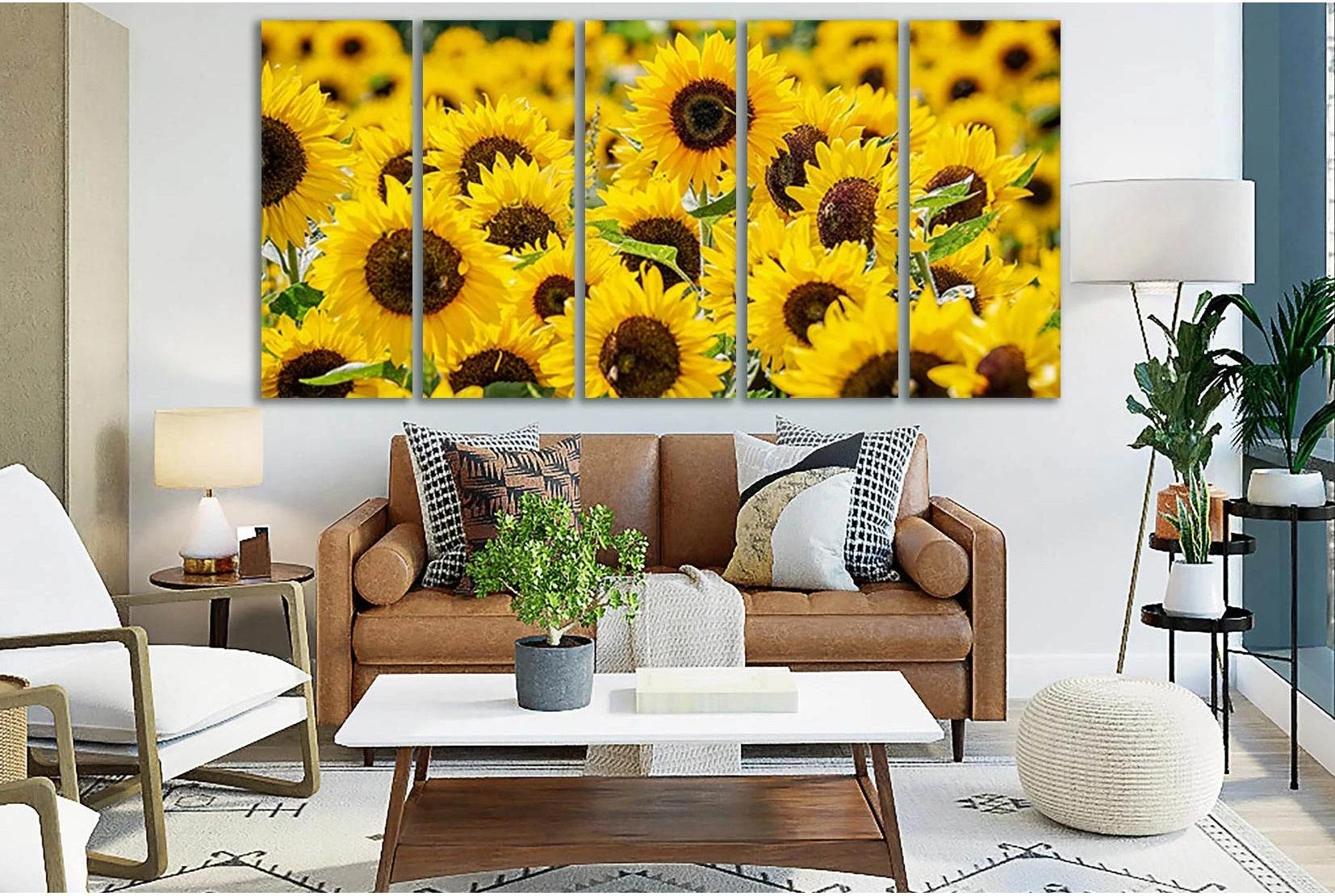 Sunflowers In The Field №SL691 Ready to Hang Canvas Print - Zellart Canvas Prints 0new, ALL_Products, Floral & Botanical Wall Art