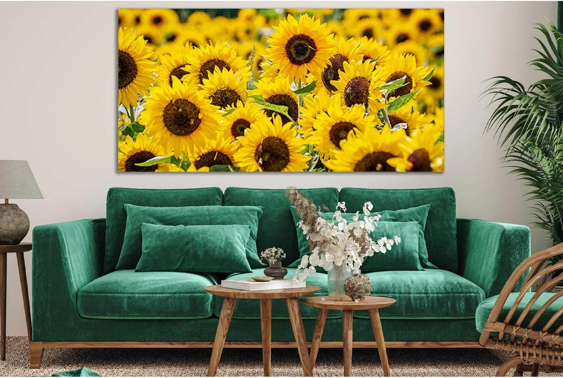 Sunflowers In The Field №SL691 Ready to Hang Canvas Print - Zellart Canvas Prints 0new, ALL_Products, Floral & Botanical Wall Art