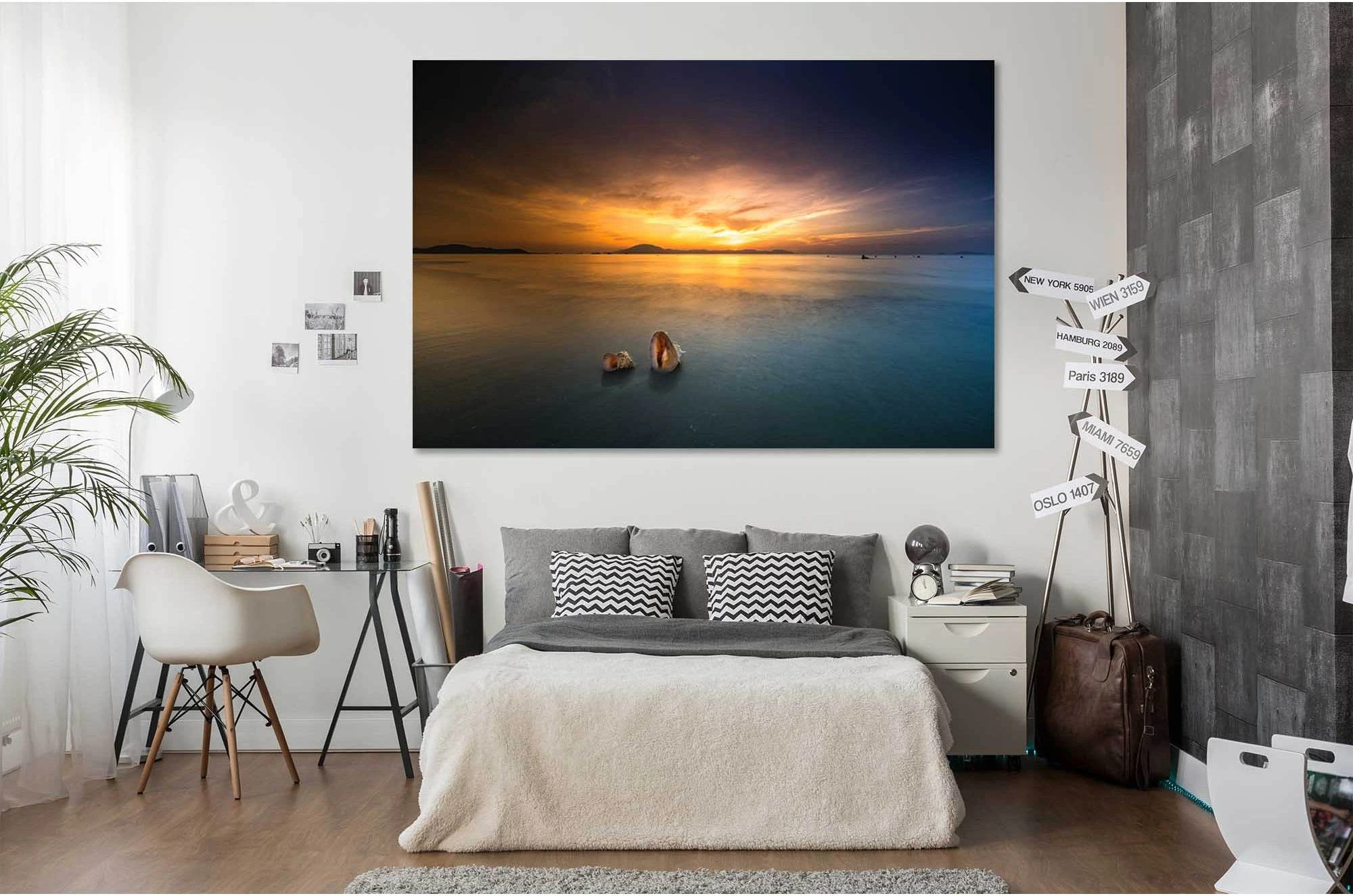 Sunlight on the horizon №D2030 Ready to Hang Canvas Print - Zellart Canvas Prints 0new, ALL_Products, Sunrise & sunset wall art