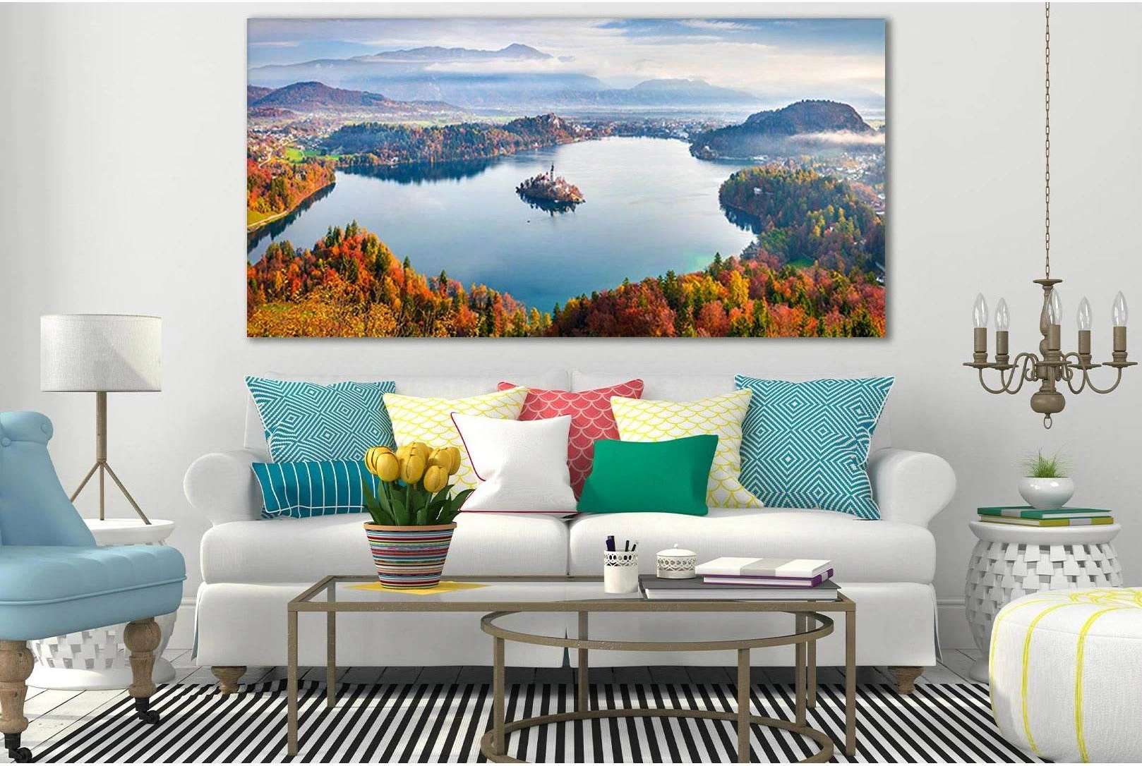 Sunny Autumn Landscape In Julian Alps №SL650 Ready to Hang Canvas Print - Zellart Canvas Prints 0new, ALL_Products, Autumn Wall Art