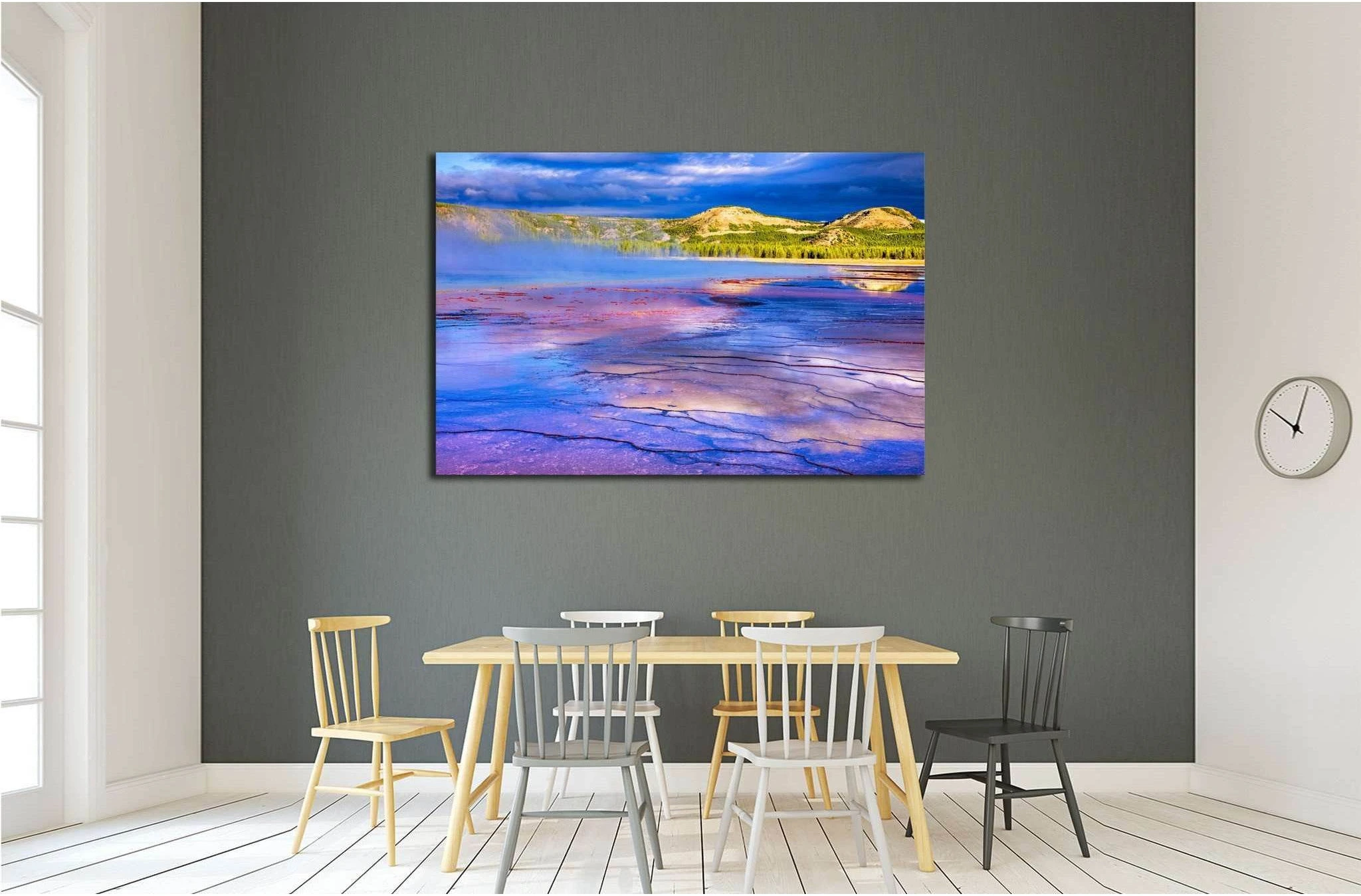 Sunrise at Grand Prismatic Spring in Yellowstone National Park №2001 Ready to Hang Canvas Print - Zellart Canvas Prints ALL_Products, s-2001