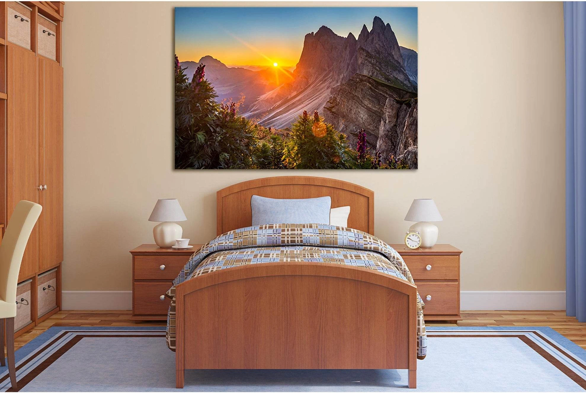 Sunrise At The Dolomites Italy №SL1586 Ready to Hang Canvas Print - Zellart Canvas Prints 0new, ALL_Products, Mountains Wall Art, Nature Wall Art, Sunrise & Sunset Wall Art
