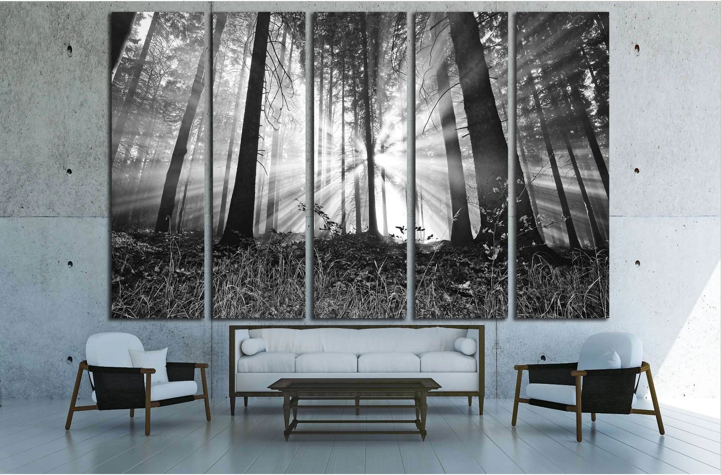 sunrise in a forest №2687 Ready to Hang Canvas Print - Zellart Canvas Prints ALL_Products, s-2687