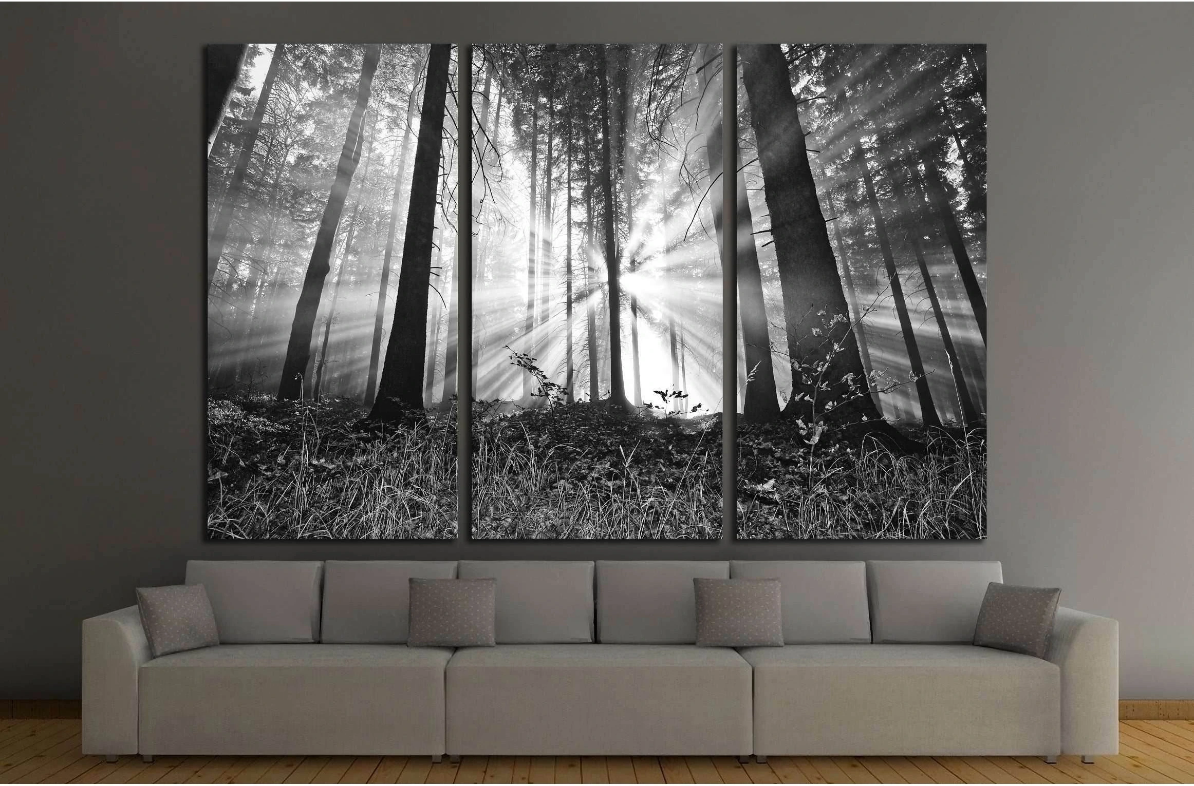 sunrise in a forest №2687 Ready to Hang Canvas Print - Zellart Canvas Prints ALL_Products, s-2687